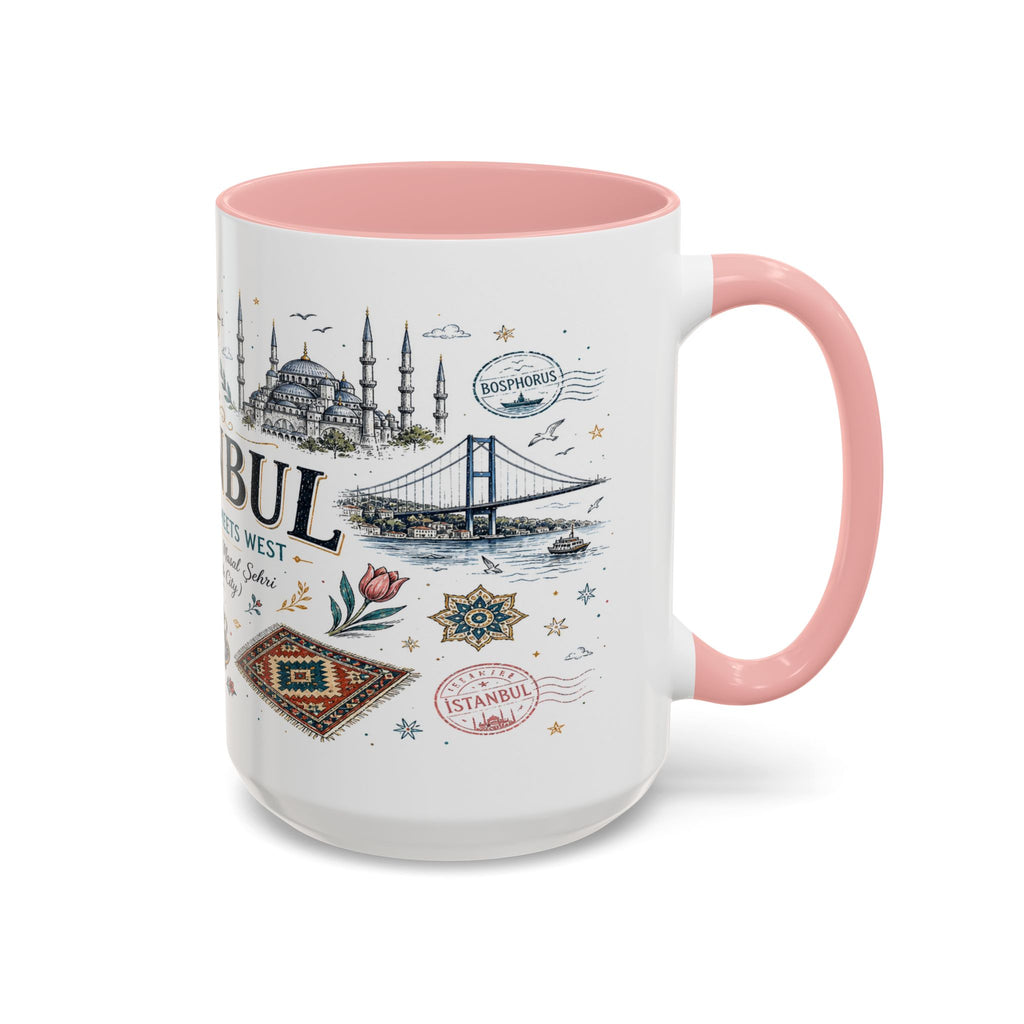 Istanbul Coffee Mug | Turkey Souvenir Travel Gift | Accent Color Ceramic 11oz 15oz
