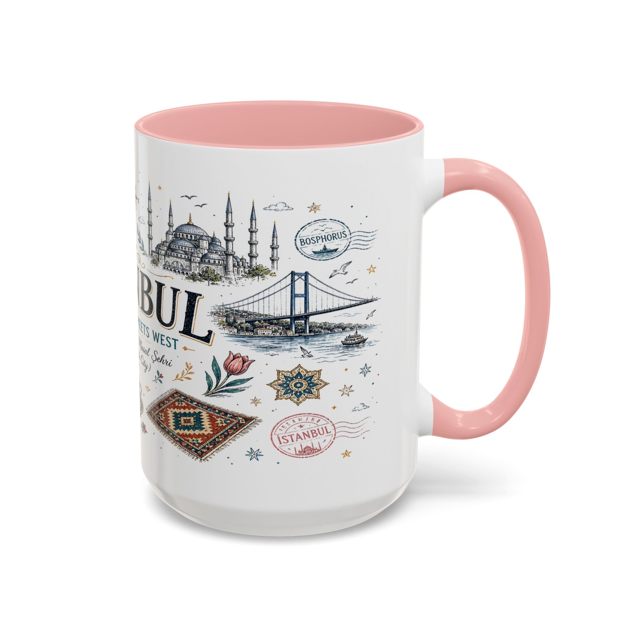 Istanbul Coffee Mug | Turkey Souvenir Travel Gift | Accent Color Ceramic 11oz 15oz