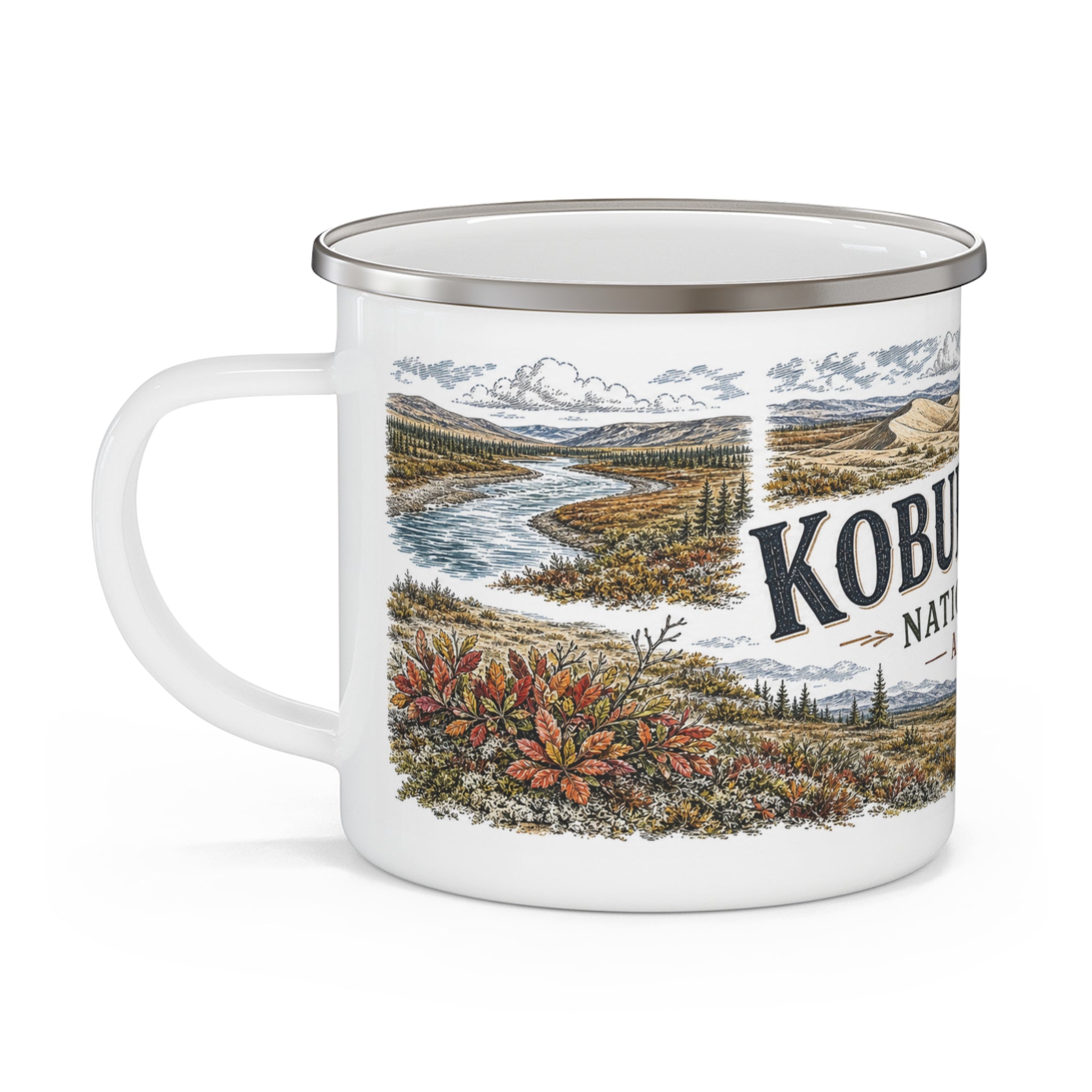 Kobuk Valley National Park Vintage Enamel Camping Mug | 12oz National Park Hiking Gift
