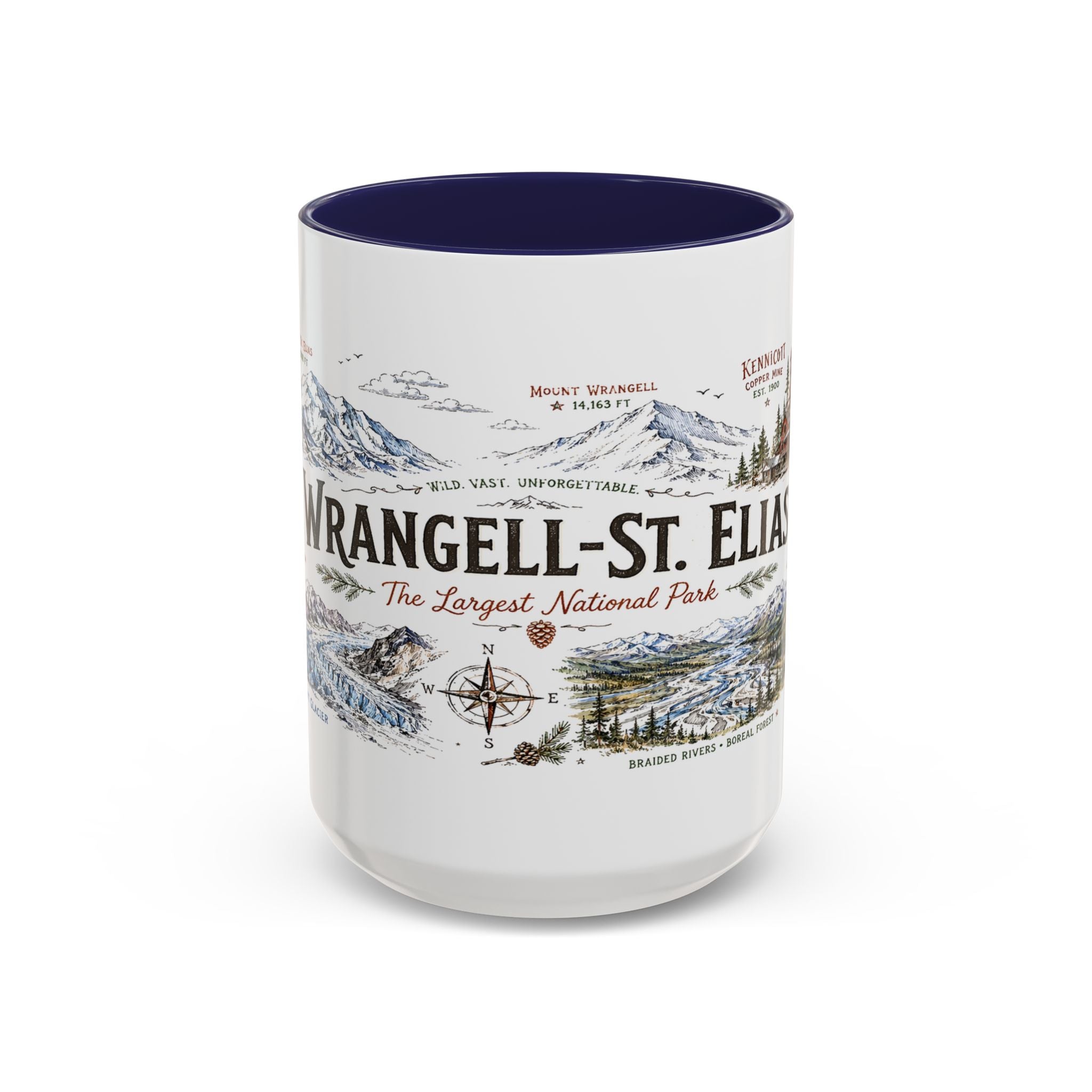 Wrangell-St. Elias National Park Coffee Mug | Alaska Wilderness Climbing Gift | Accent Color Ceramic 11oz 15oz