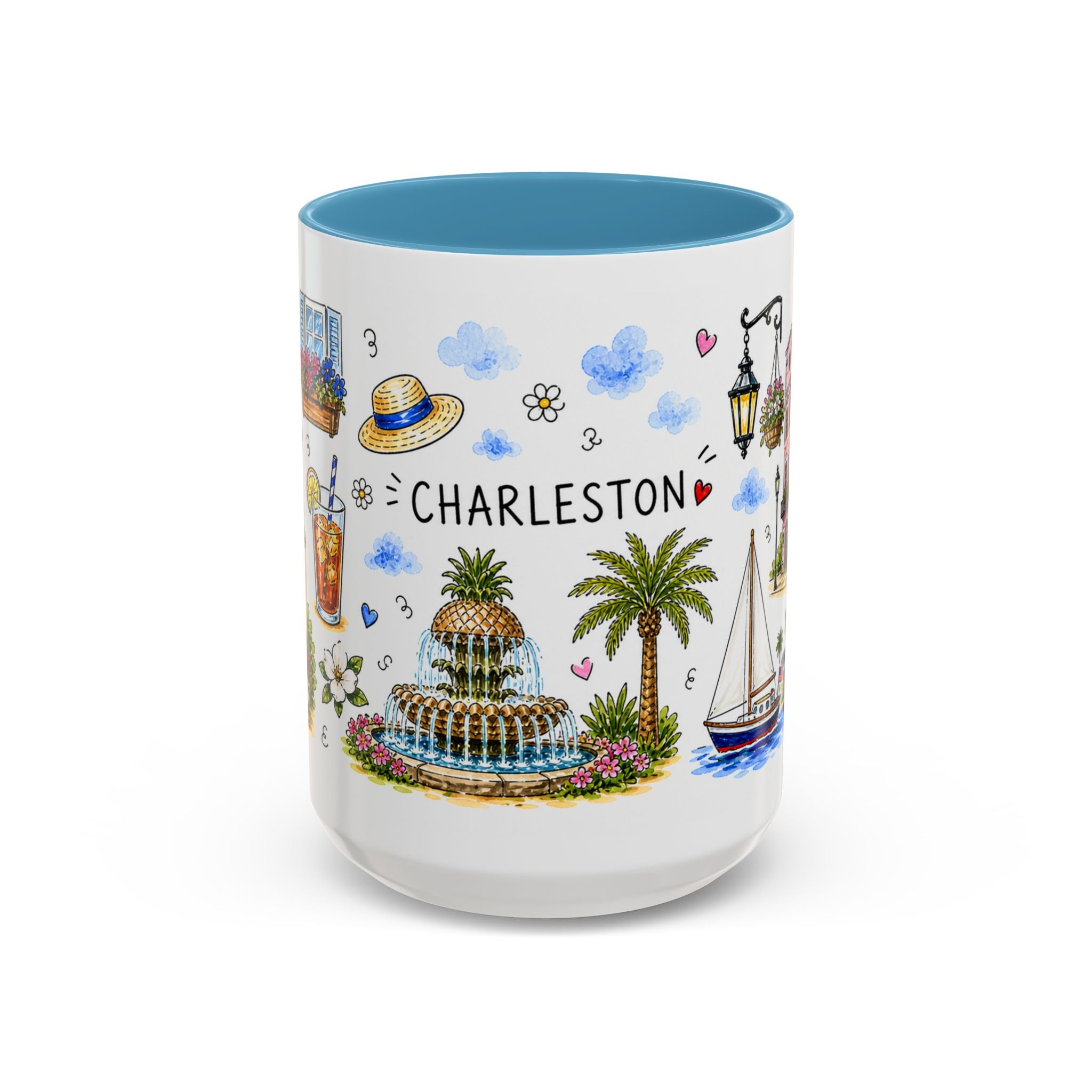 Charleston Illustrated Travel Mug | City Souvenir Accent Coffee Mug | 11oz 15oz Ceramic Cup
