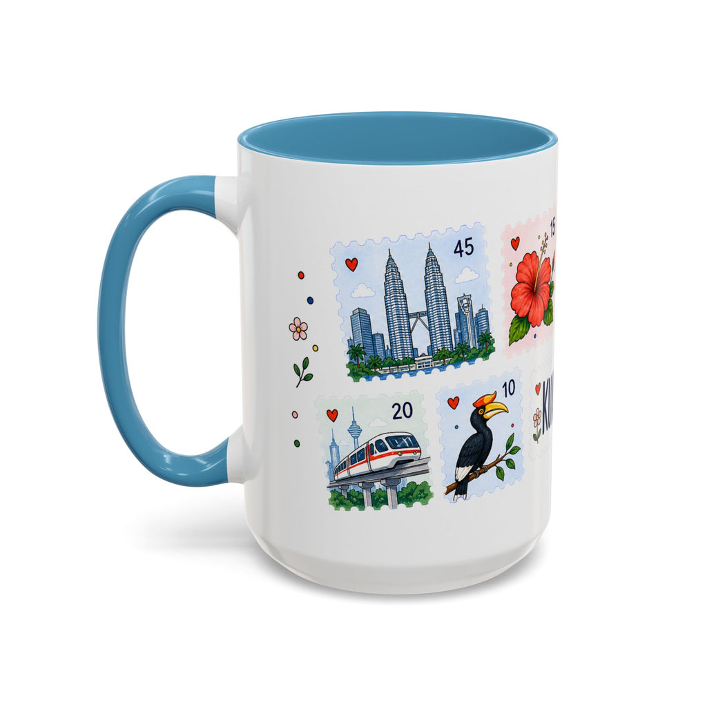 Kuala Lumpur Coffee Mug | Postage Stamp Collage Mug | Travel Souvenir Accent Cup 11oz 15oz