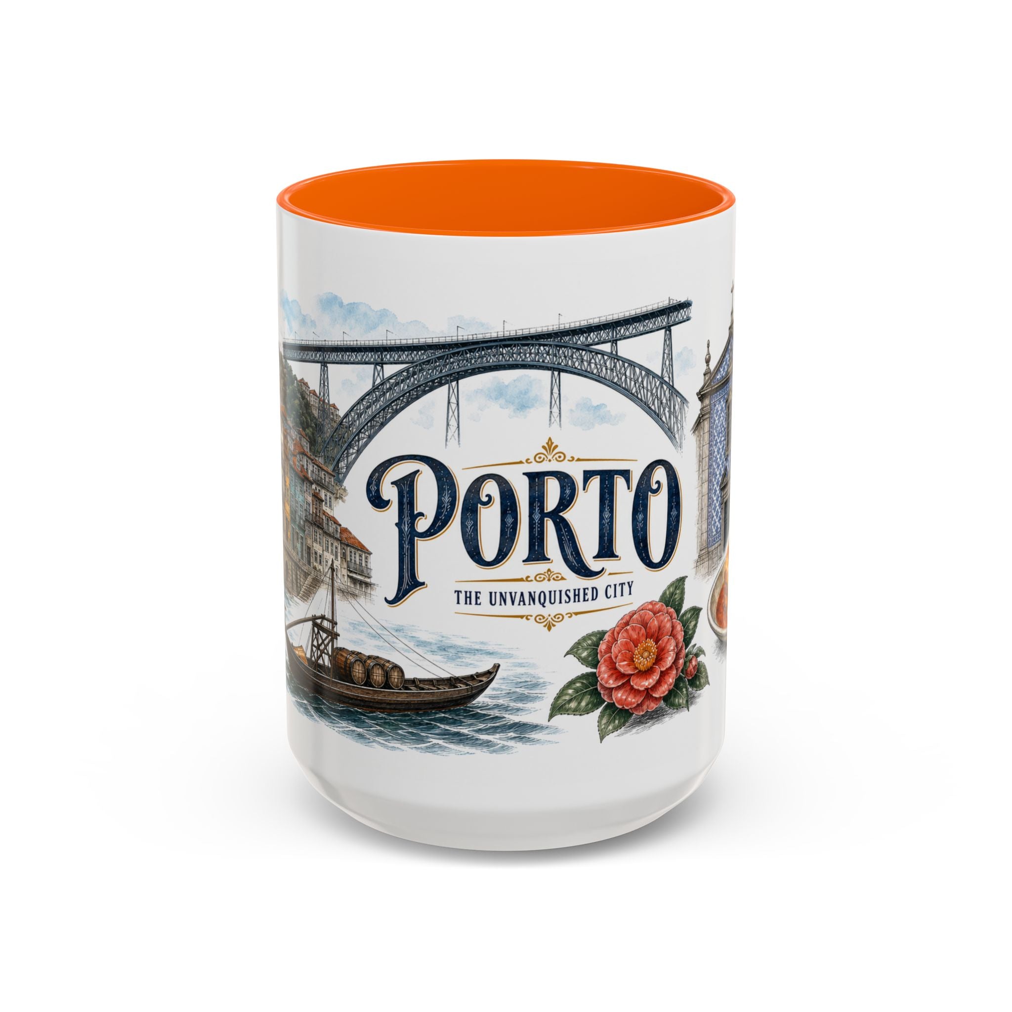 Porto Coffee Mug | Portugal Travel Souvenir | Vintage Illustrated City Gift | 11 oz 15 oz Accent Mug