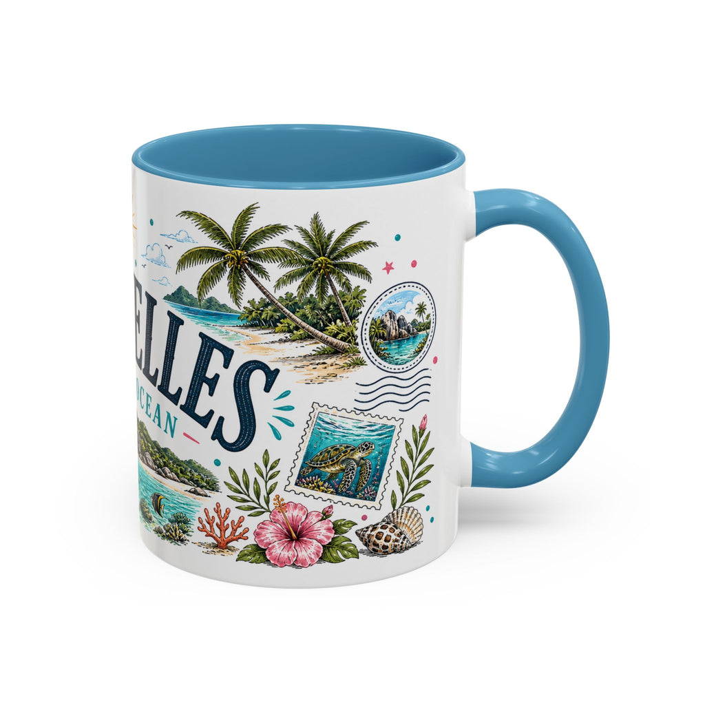 Seychelles Coffee Mug | Travel Destination Souvenir Gift | Accent Color Ceramic 11oz 15oz