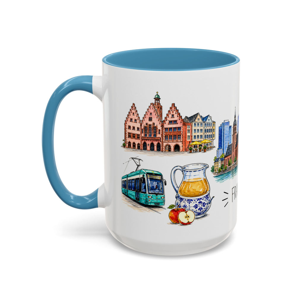 Frankfurt Illustrated Travel Mug | City Souvenir Accent Coffee Mug | 11oz 15oz Ceramic Cup