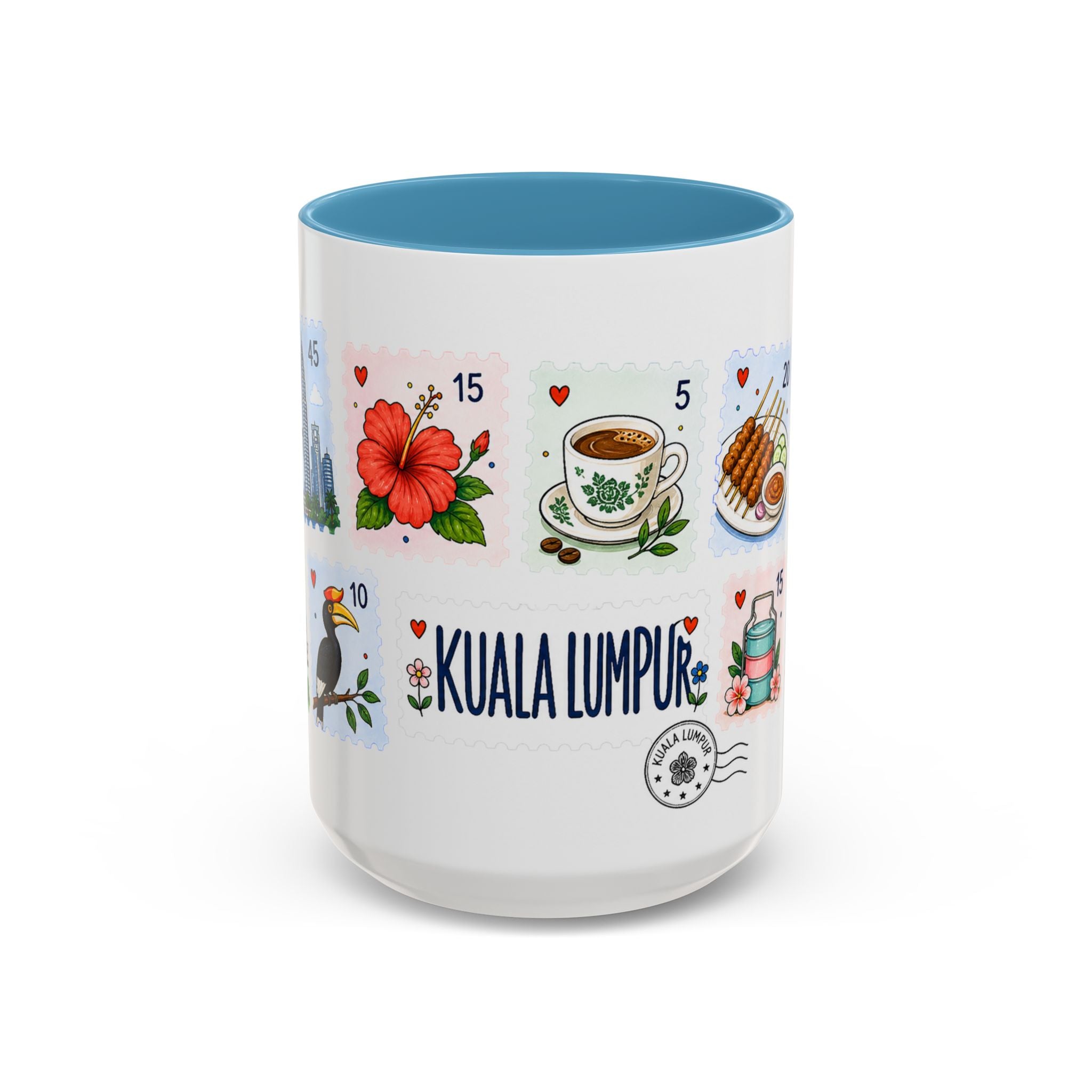 Kuala Lumpur Coffee Mug | Postage Stamp Collage Mug | Travel Souvenir Accent Cup 11oz 15oz