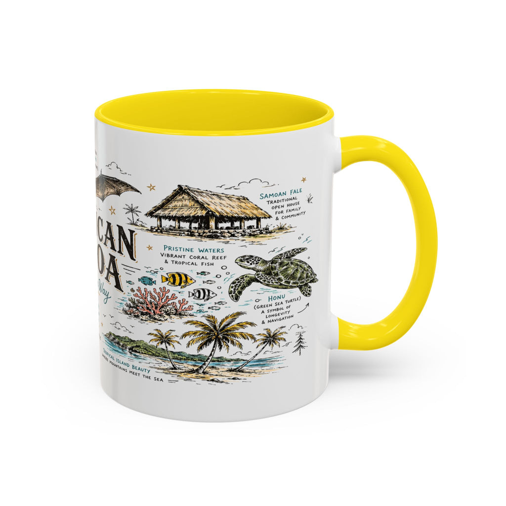 American Samoa National Park Coffee Mug | Pacific Island Rainforest Reef Gift | Accent Color Ceramic 11oz 15oz