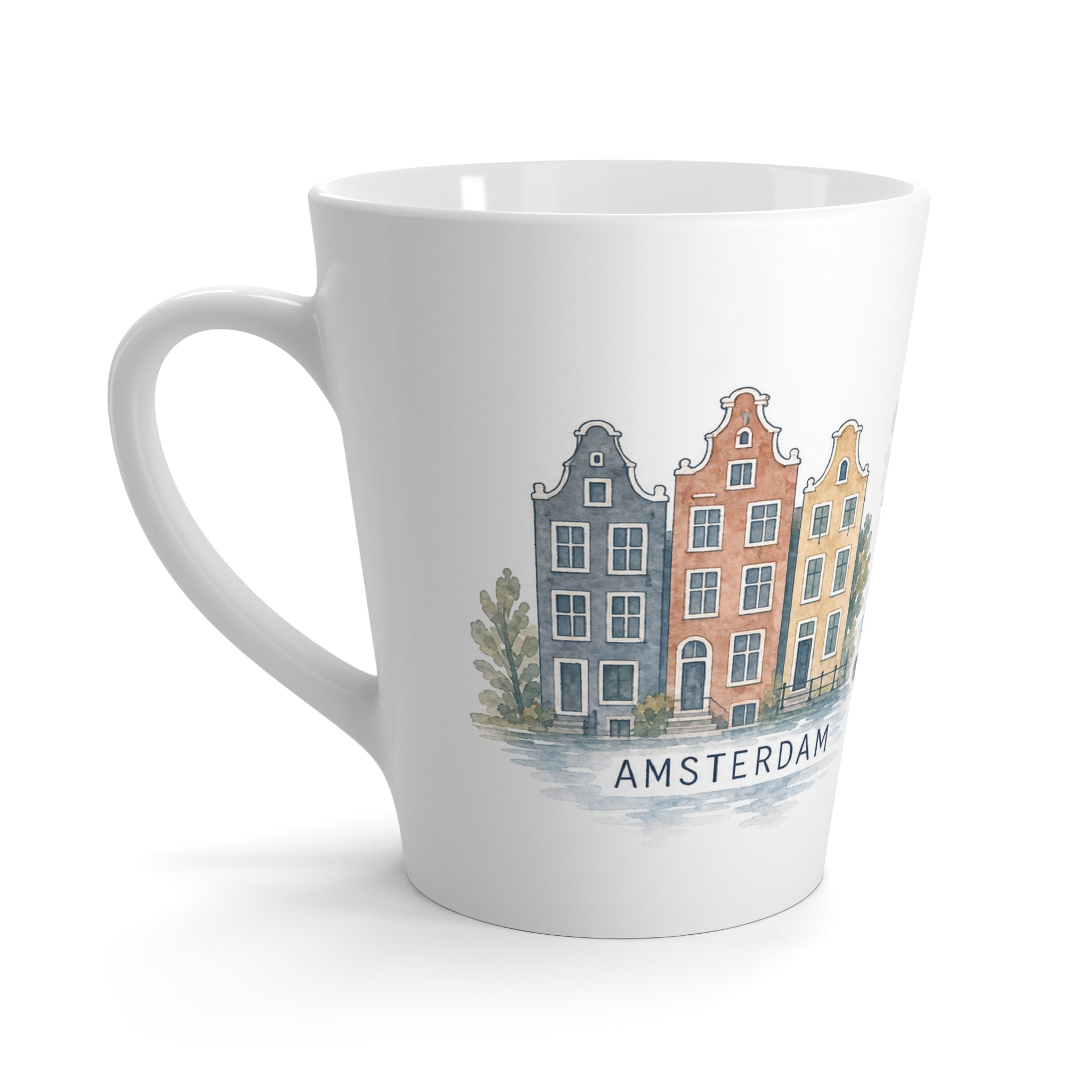 Amsterdam Latte Mug | Watercolor City Travel Mug | 12 oz Ceramic Souvenir Gift