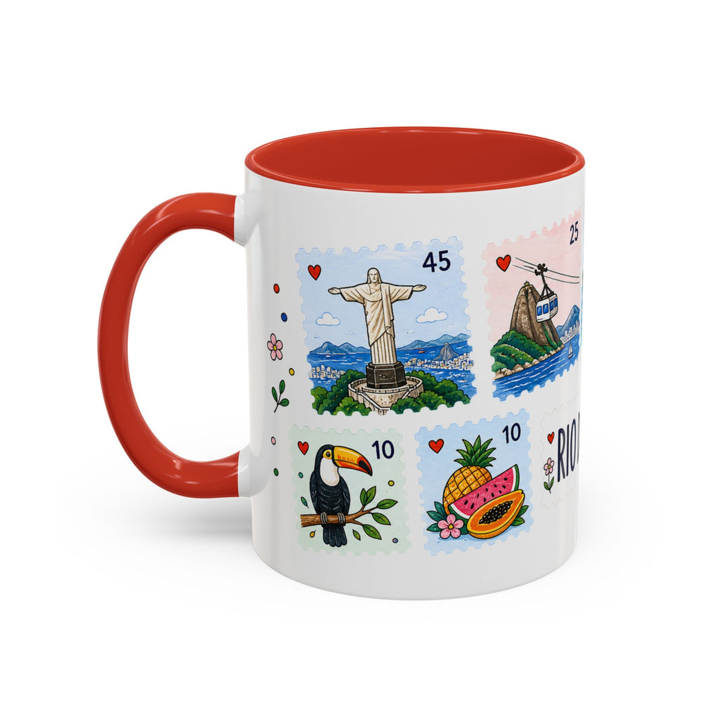 Rio de Janeiro Coffee Mug | Postage Stamp Collage Mug | Travel Souvenir Accent Cup 11oz 15oz