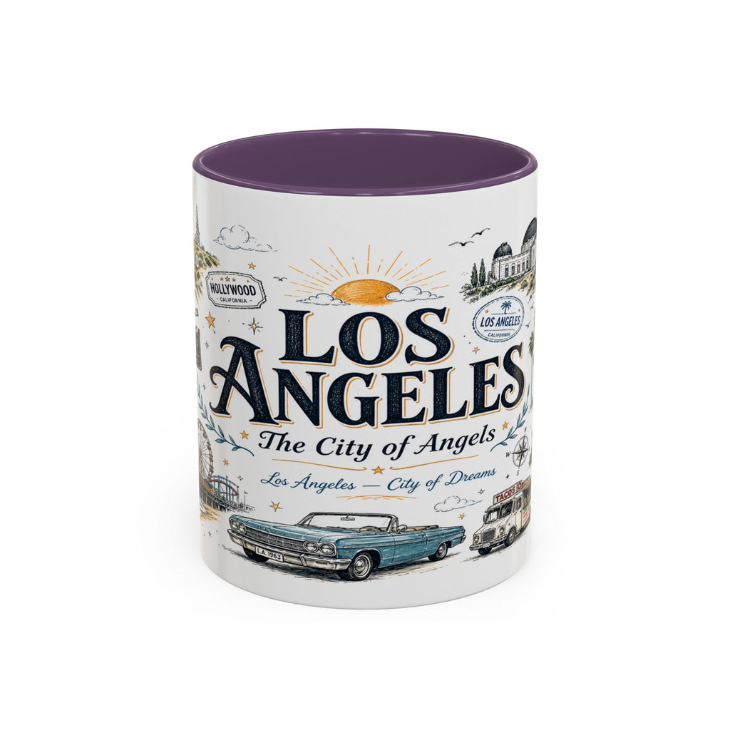 Los Angeles Coffee Mug | California Souvenir City Gift | Accent Color Ceramic 11oz 15oz