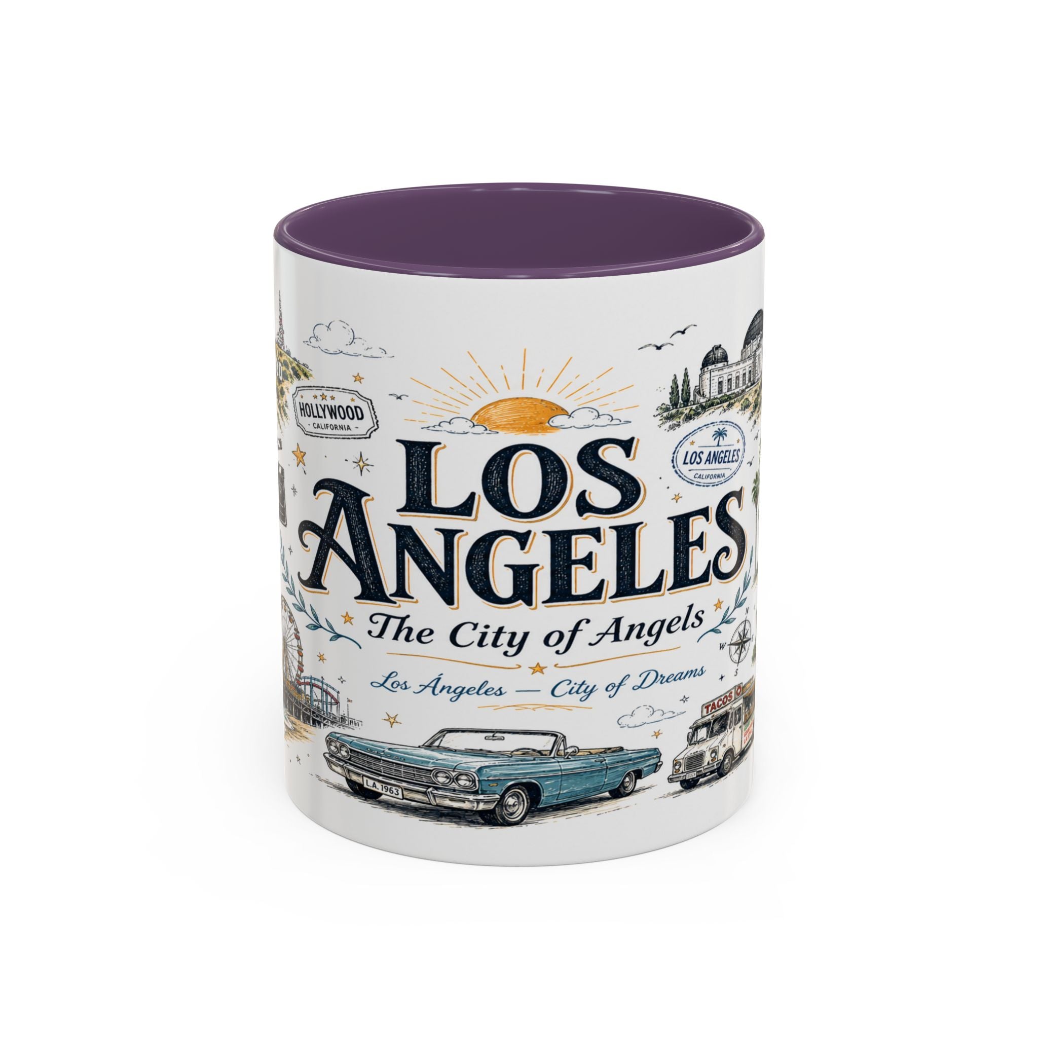 Los Angeles Coffee Mug | California Souvenir City Gift | Accent Color Ceramic 11oz 15oz