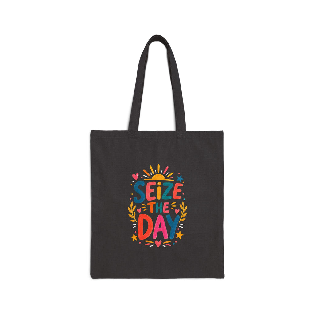 Seize The Day Tote Bag | Ancient Wisdom Quote Canvas Bag | Colorful Philosophy Gift