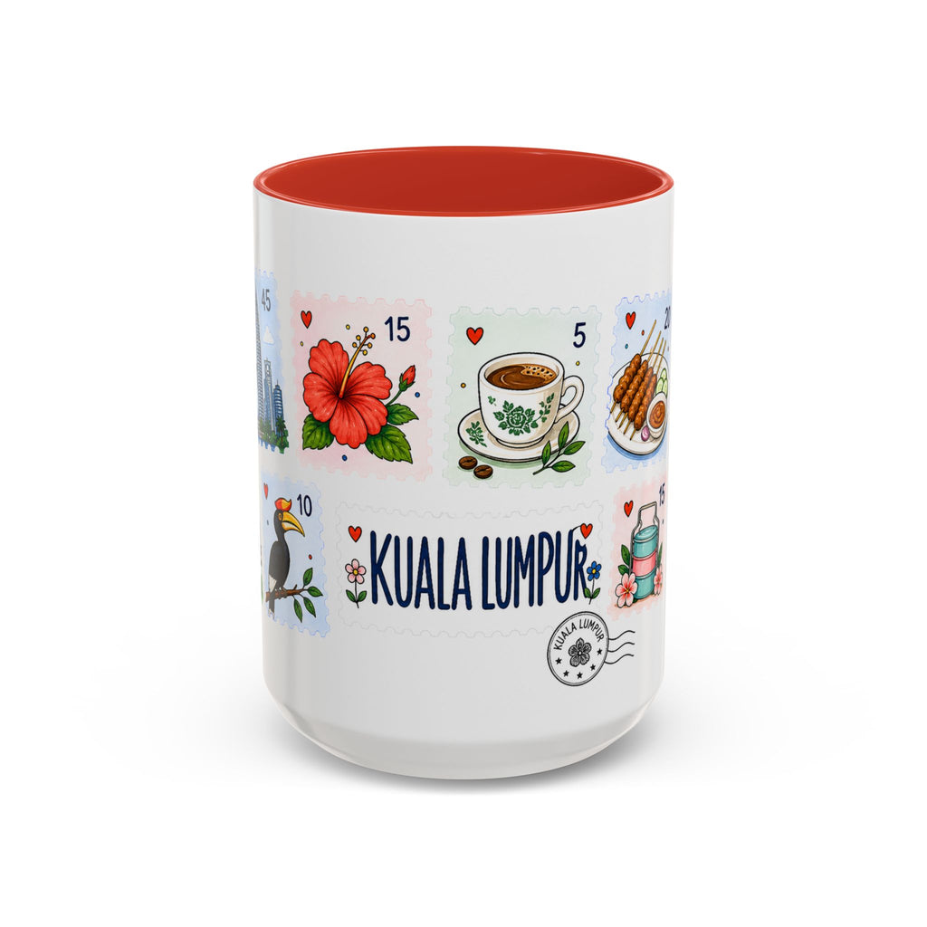 Kuala Lumpur Coffee Mug | Postage Stamp Collage Mug | Travel Souvenir Accent Cup 11oz 15oz