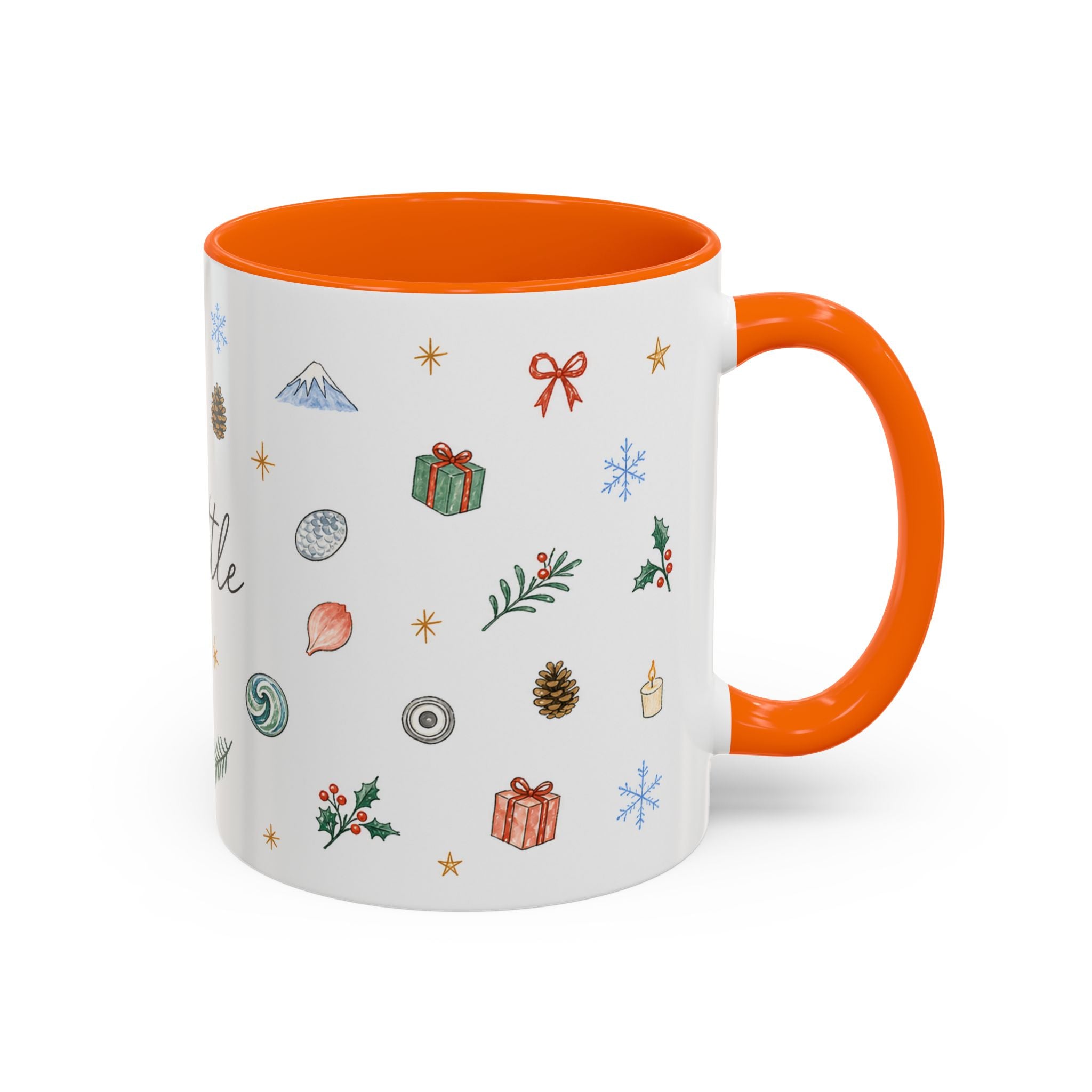 Seattle Christmas Mug | Watercolor Travel Souvenir | Holiday Gift | Accent Ceramic Coffee Cup 11oz 15oz