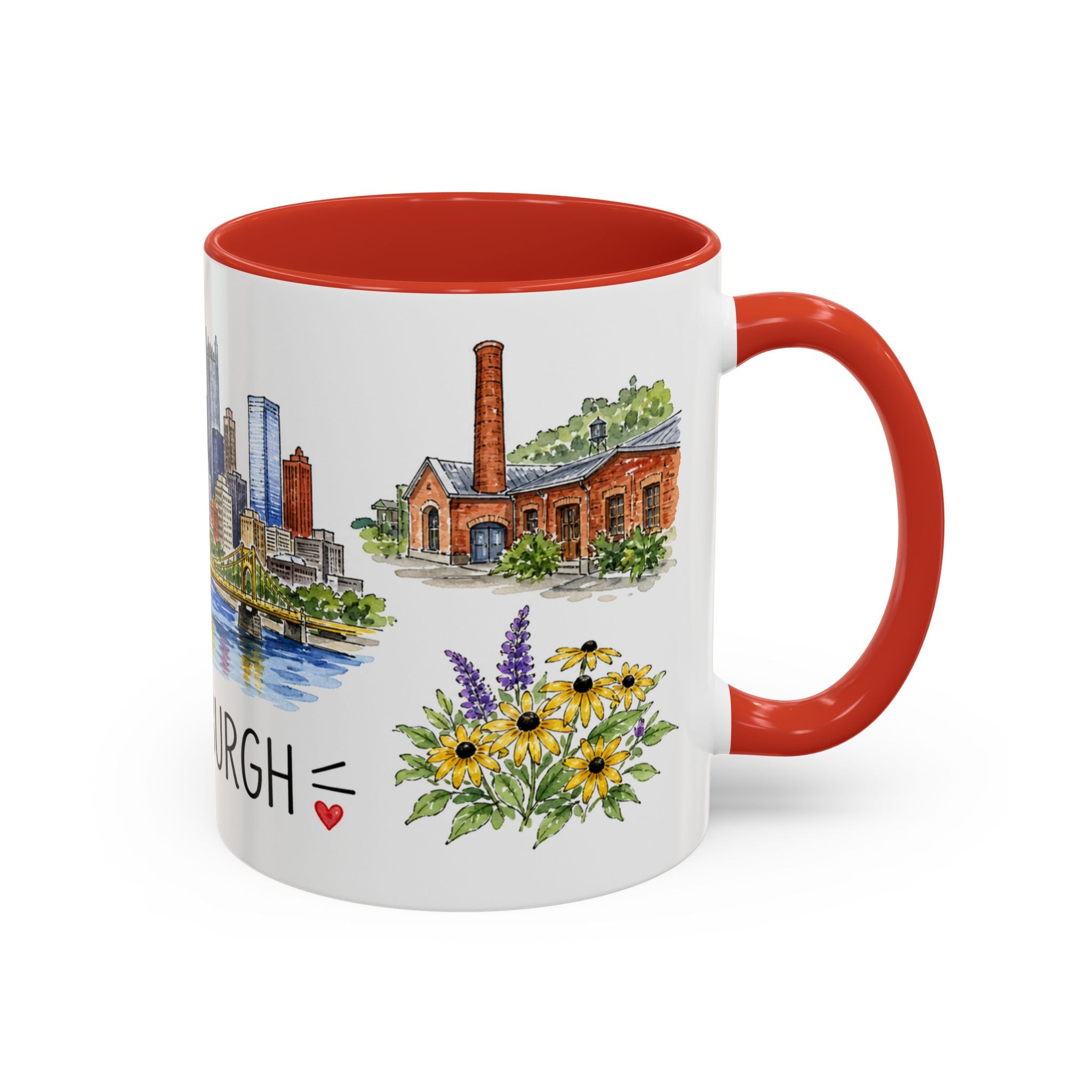 Pittsburgh Illustrated Travel Mug | City Souvenir Accent Coffee Mug | 11oz 15oz Ceramic Cup