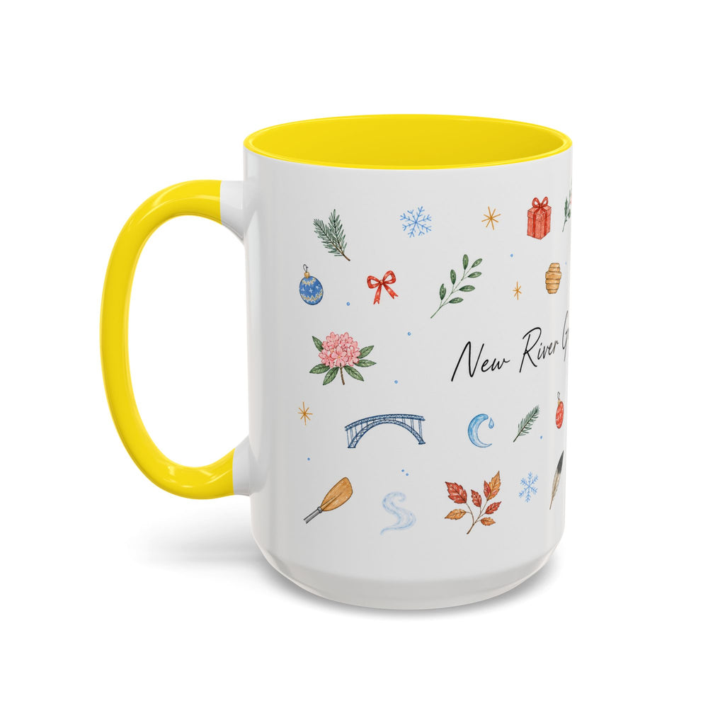 New River Gorge National Park Christmas Mug | Watercolor Travel Souvenir | Holiday Gift | Accent Ceramic Coffee Cup 11oz 15oz
