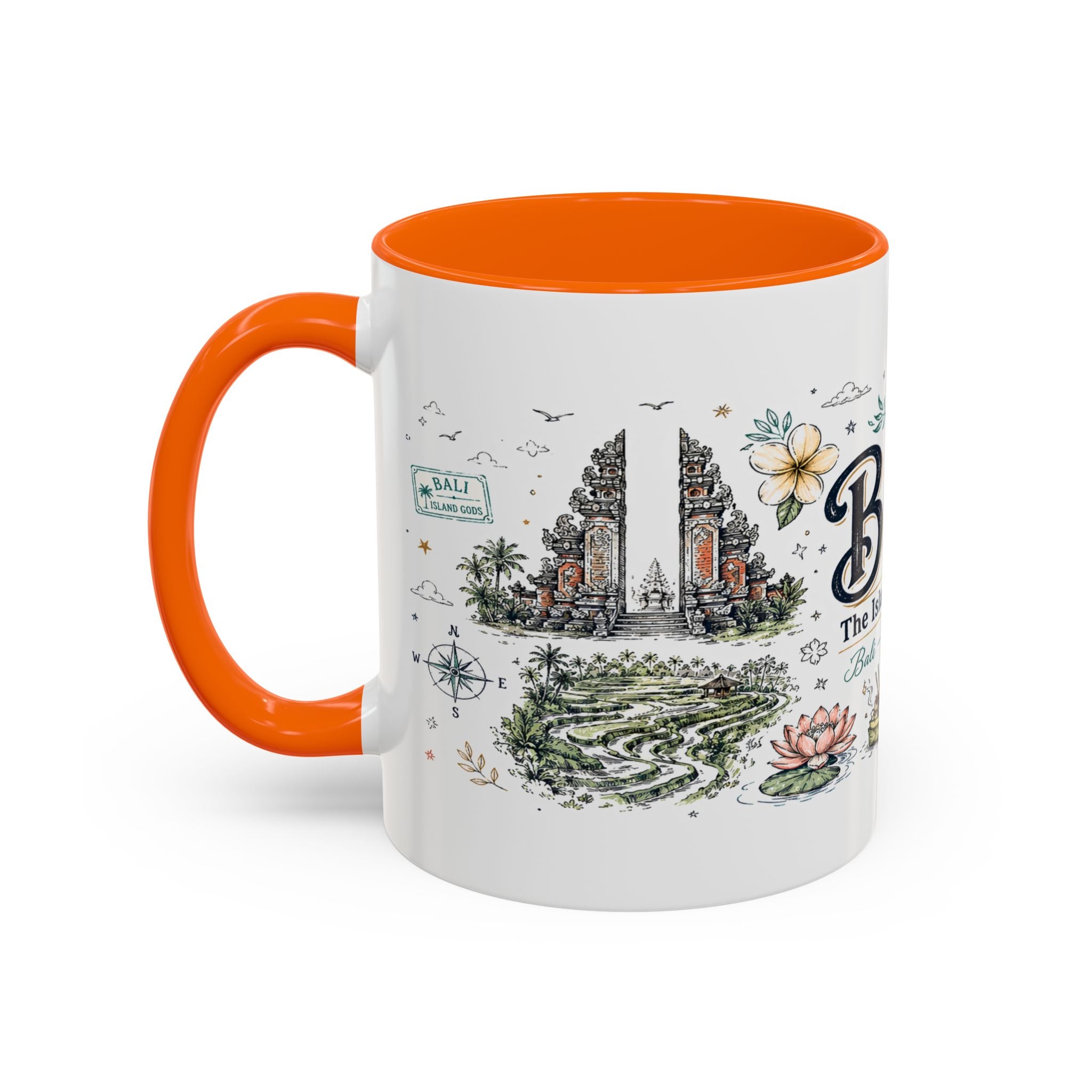 Bali Coffee Mug | Indonesia Souvenir Travel Gift | Accent Color Ceramic 11oz 15oz
