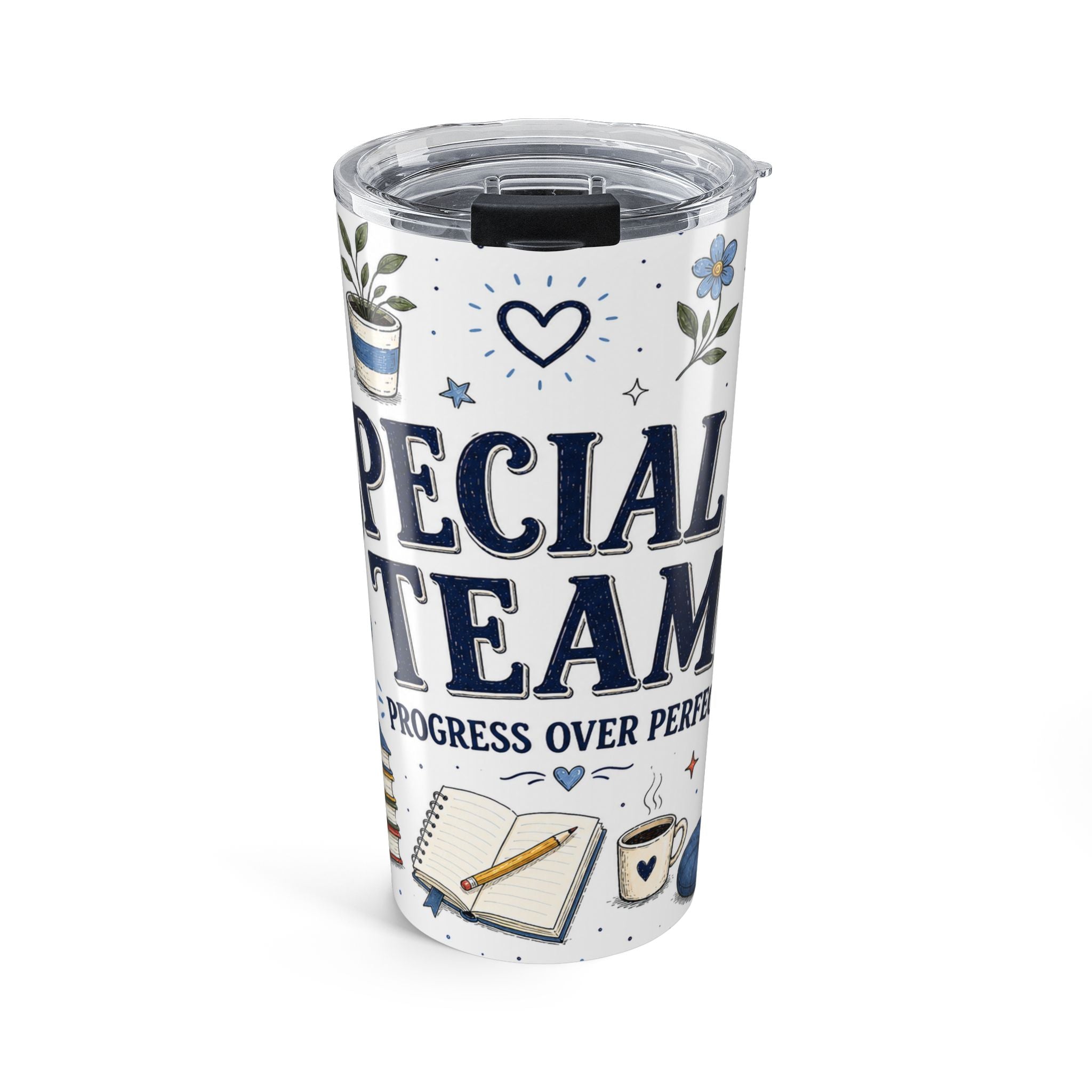 Special Ed Team 20oz Tumbler | Progress Over Perfect | Insulated Stainless Steel Travel Cup