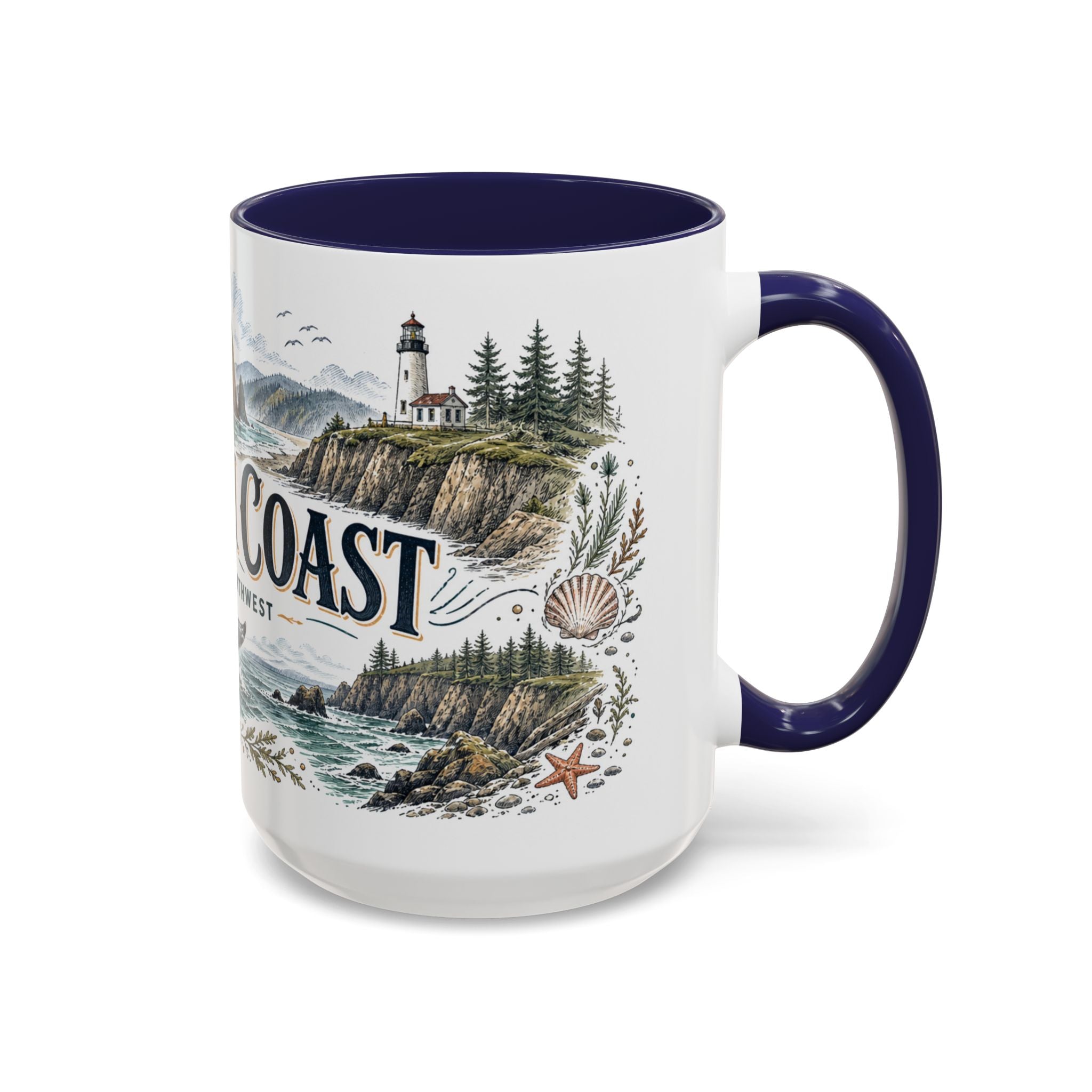 Oregon Coast Mug, Pacific Northwest Travel Souvenir, Bucket List Gift, Accent Ceramic Coffee Mug 11oz 15oz