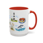 Virginia Beach Illustrated Travel Mug | City Souvenir Accent Coffee Mug | 11oz 15oz Ceramic Cup