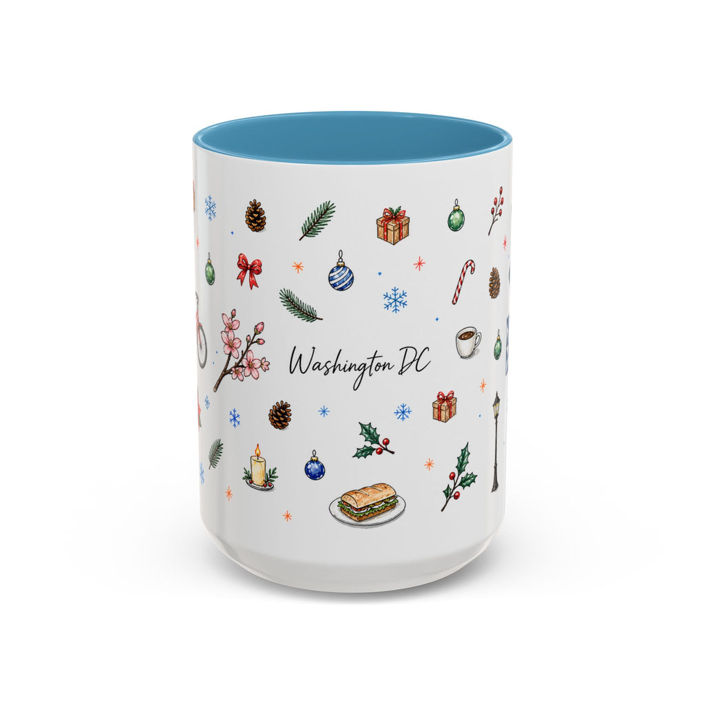 Washington DC Christmas Mug | Watercolor City Souvenir | Ceramic Coffee Cup 11oz 15oz