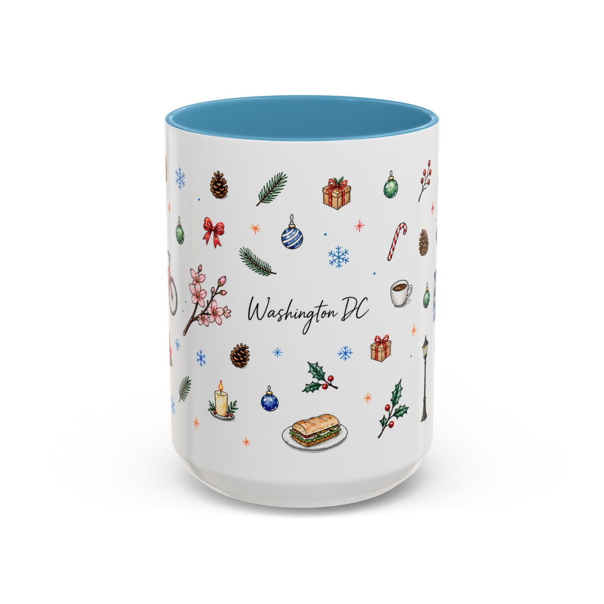 Washington DC Christmas Mug | Watercolor City Souvenir | Ceramic Coffee Cup 11oz 15oz