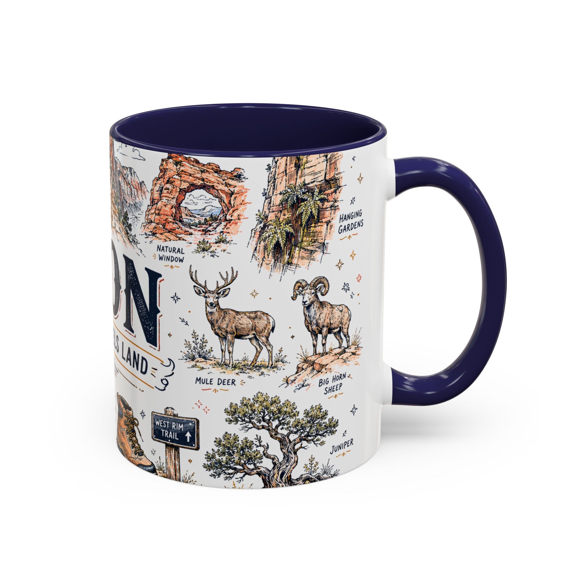 Zion National Park Coffee Mug | Hiking Camping Nature Gift | Accent Color Ceramic 11oz 15oz