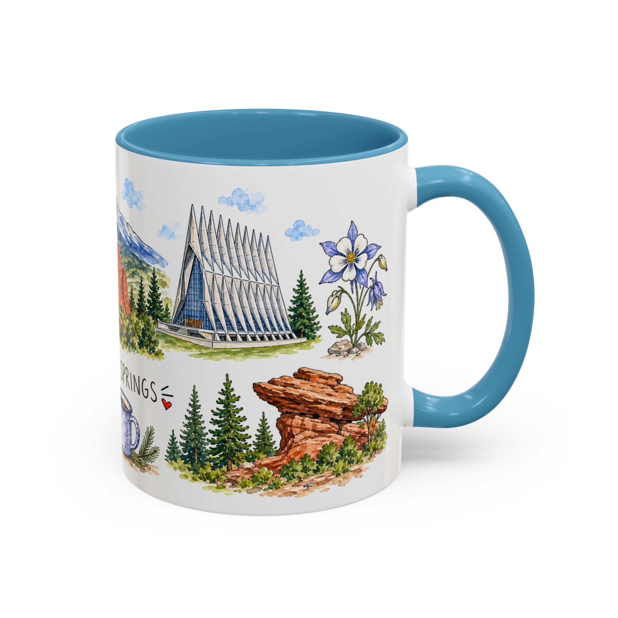 Colorado Springs Illustrated Travel Mug | City Souvenir Accent Coffee Mug | 11oz 15oz Ceramic Cup