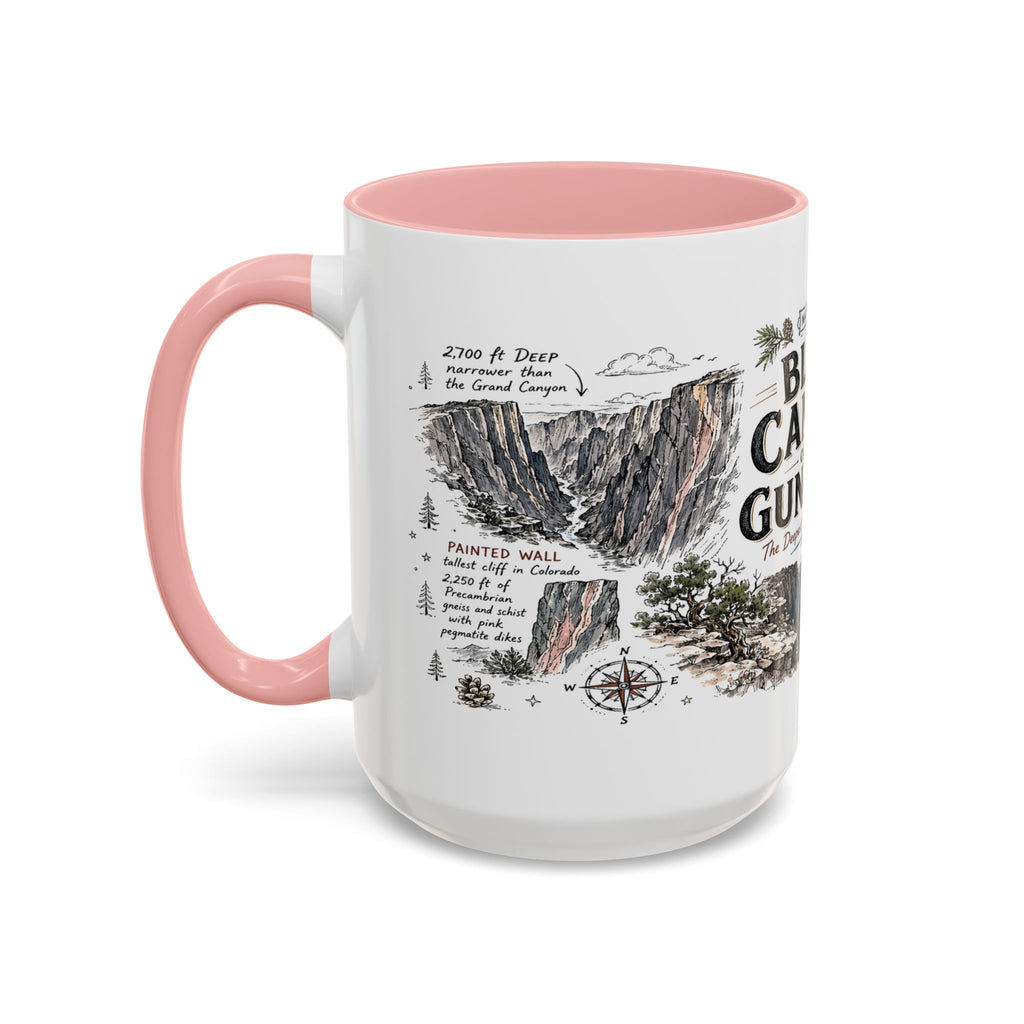 Black Canyon of the Gunnison National Park Coffee Mug | Colorado Deep Canyon Hiking Gift | Accent Color Ceramic 11oz 15oz
