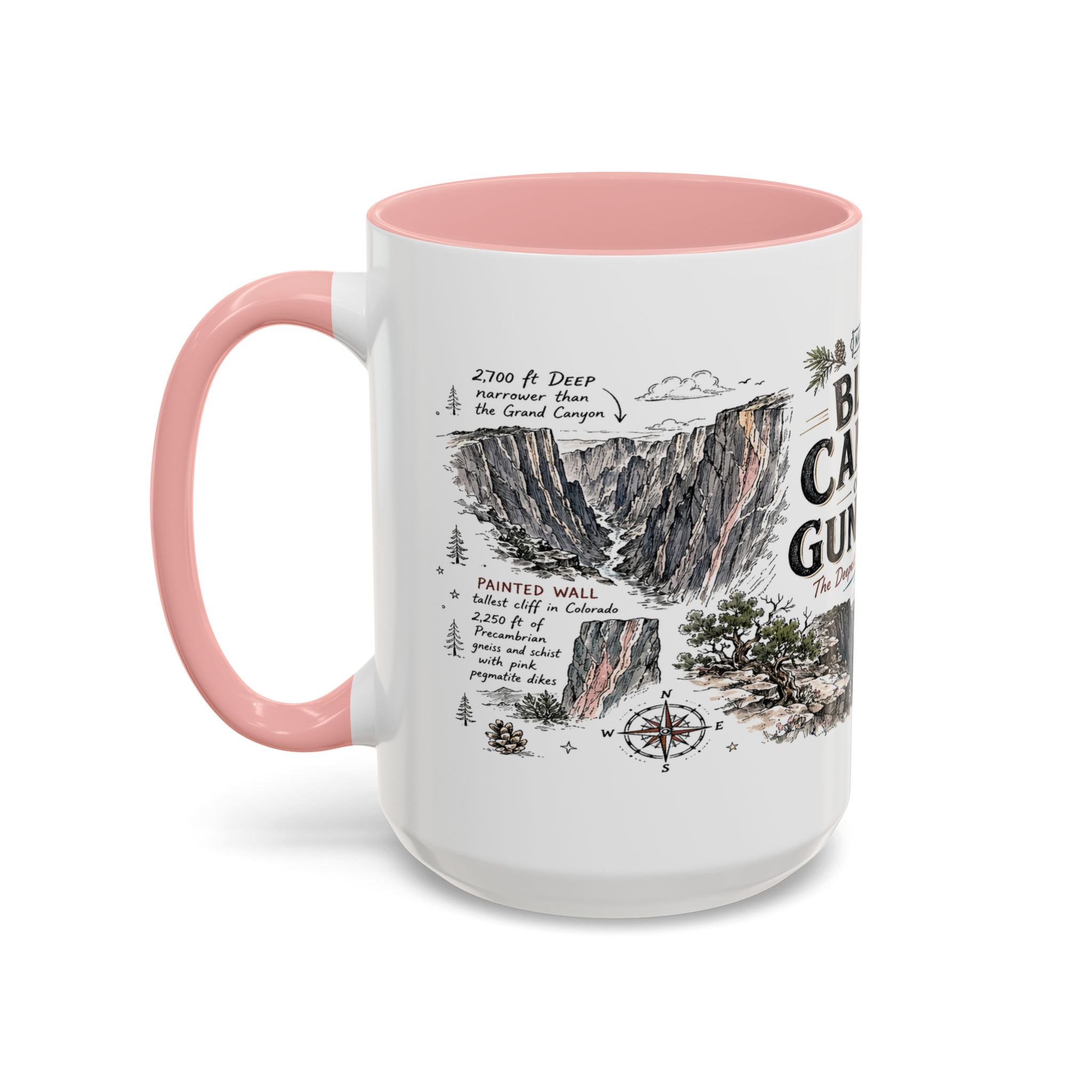 Black Canyon of the Gunnison National Park Coffee Mug | Colorado Deep Canyon Hiking Gift | Accent Color Ceramic 11oz 15oz