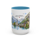Hallstatt Illustrated Travel Mug | Austria Souvenir Accent Coffee Mug | 11oz 15oz Ceramic Cup