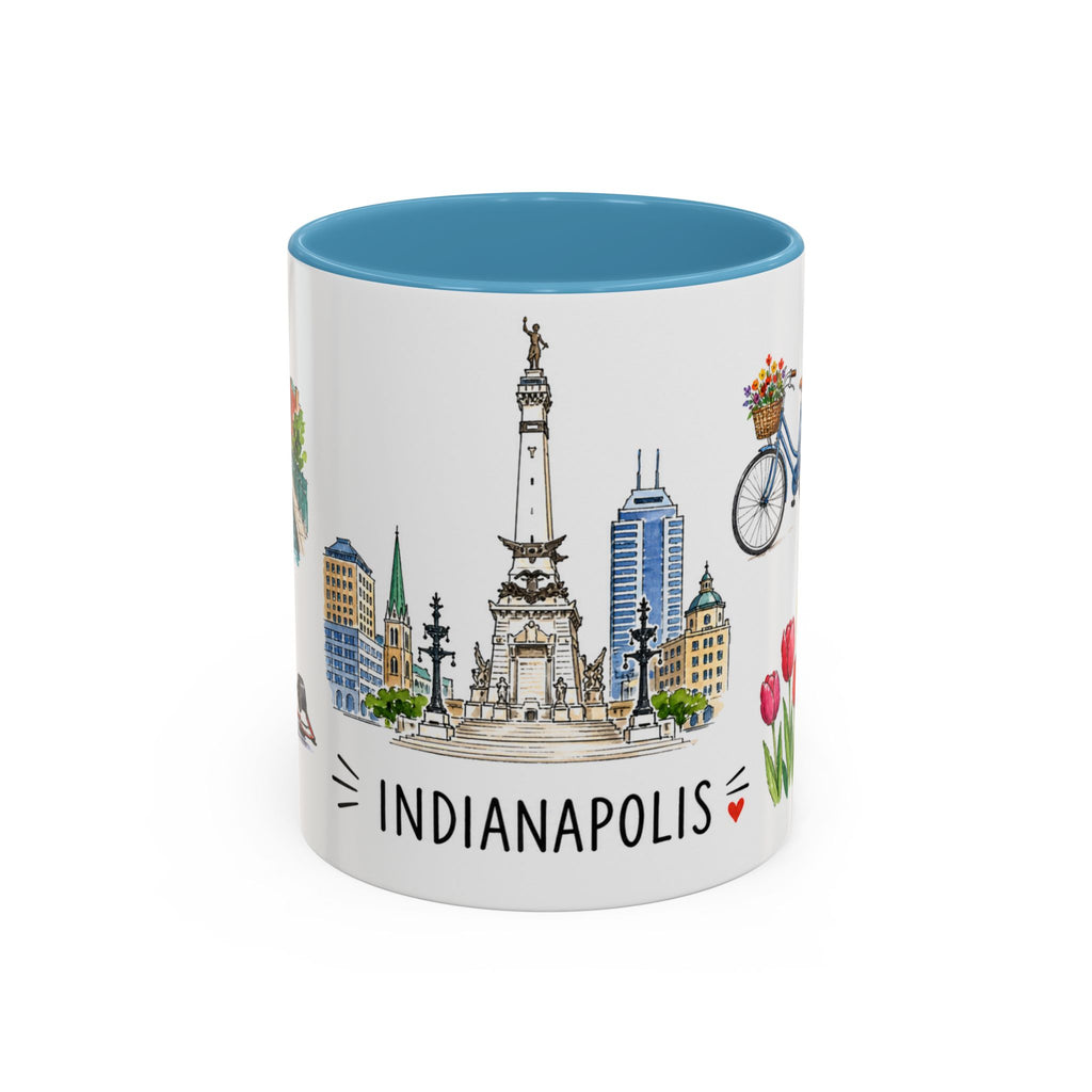 Indianapolis Illustrated Travel Mug | City Souvenir Accent Coffee Mug | 11oz 15oz Ceramic Cup