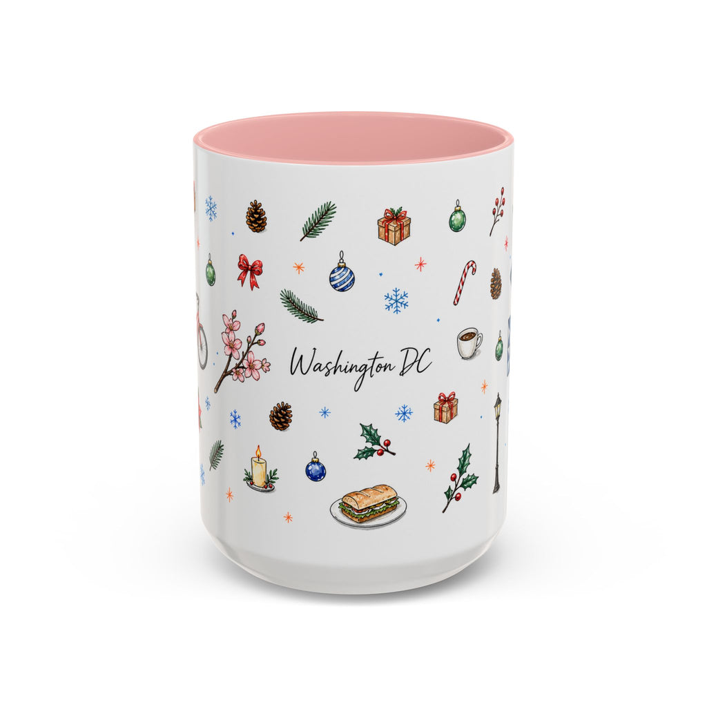 Washington DC Christmas Mug | Watercolor City Souvenir | Ceramic Coffee Cup 11oz 15oz