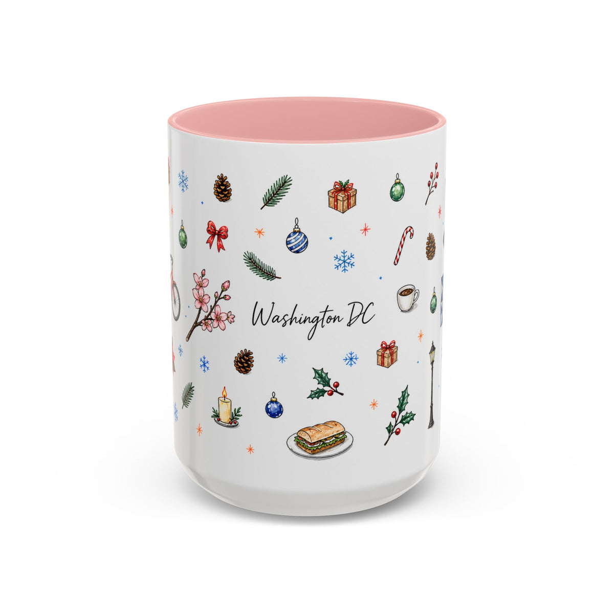 Washington DC Christmas Mug | Watercolor City Souvenir | Ceramic Coffee Cup 11oz 15oz