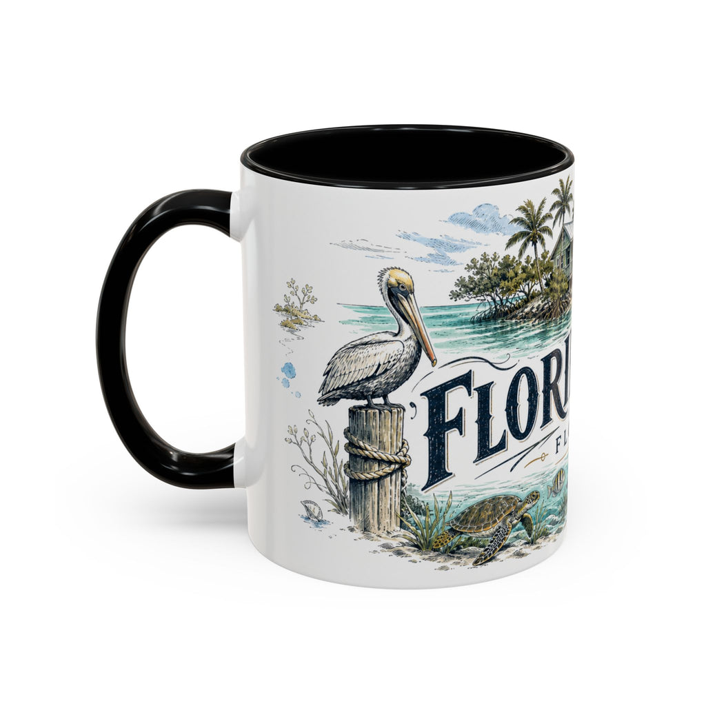 Florida Keys Mug, Florida Travel Souvenir, Bucket List Gift, Accent Ceramic Coffee Mug 11oz 15oz
