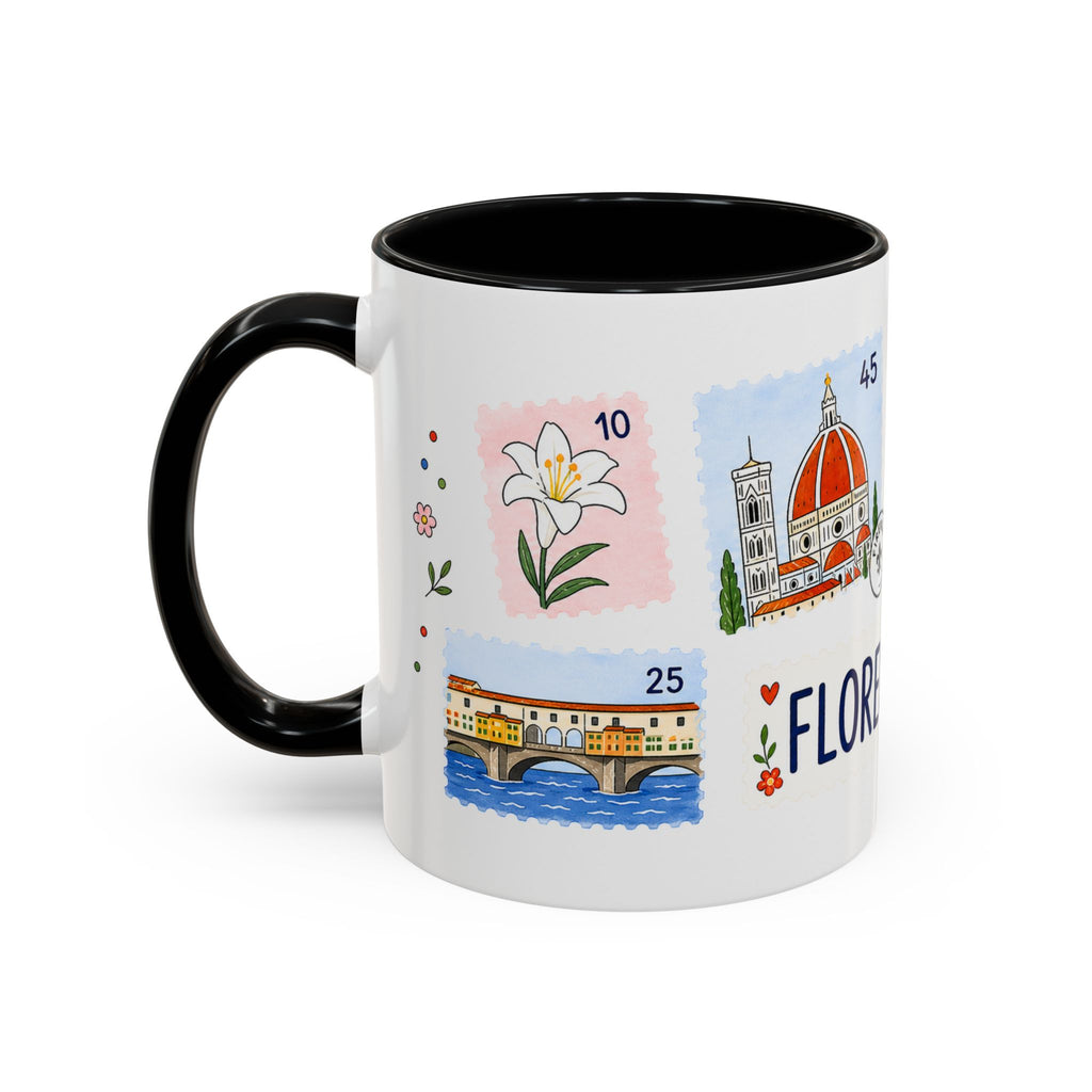 Florence Coffee Mug | Postage Stamp Collage Mug | Travel Souvenir Accent Cup 11oz 15oz