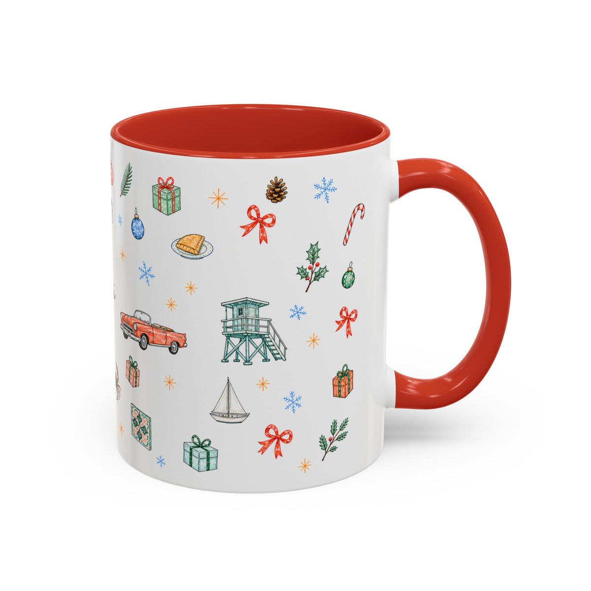 Miami Christmas Mug | Watercolor Art Deco City Souvenir (11oz/15oz)