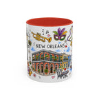 New Orleans Illustrated Travel Mug | City Souvenir Accent Coffee Mug | 11oz 15oz Ceramic Cup