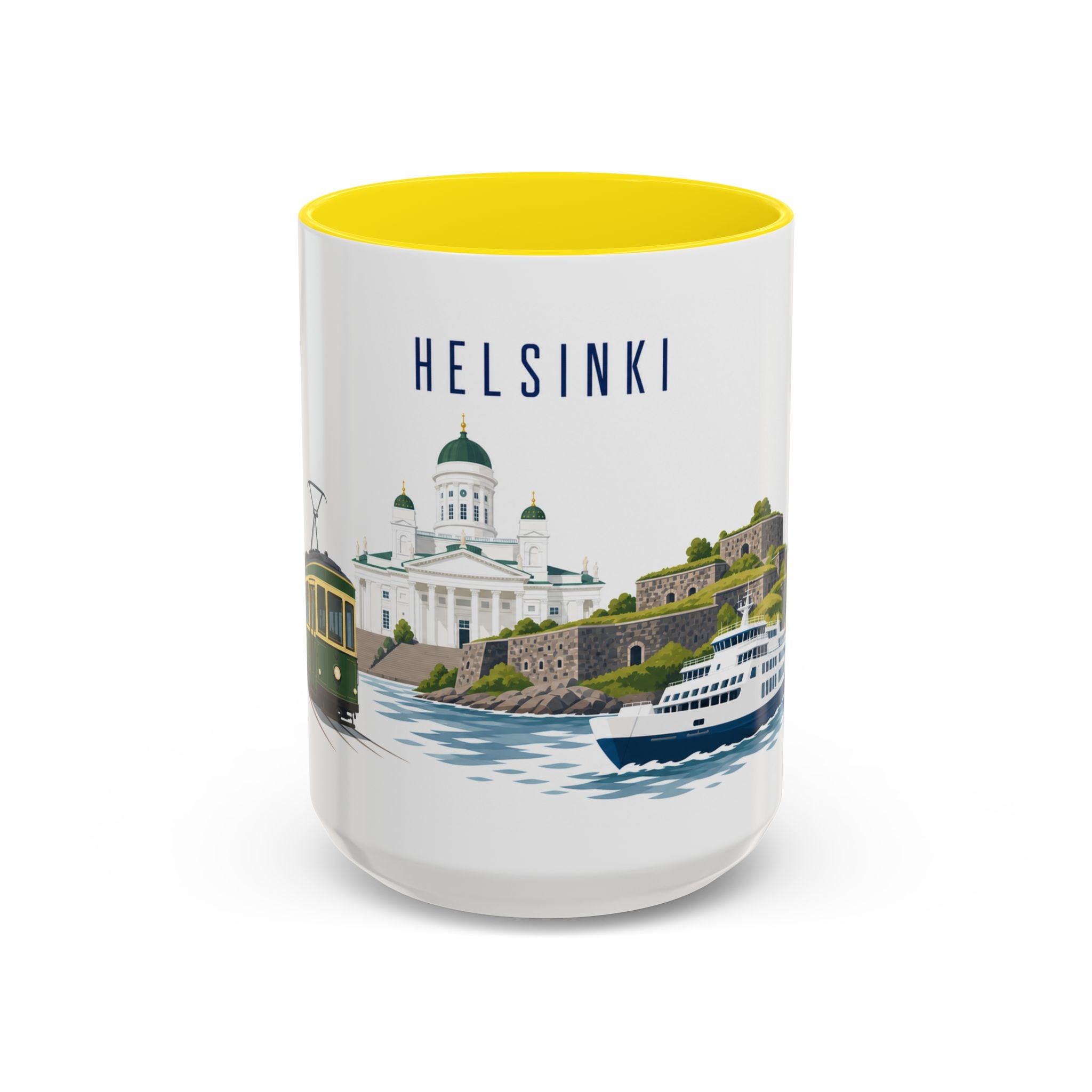 Helsinki Coffee Mug | Finland Travel Souvenir | Porcelain Decal City Gift | 11oz 15oz Accent Mug