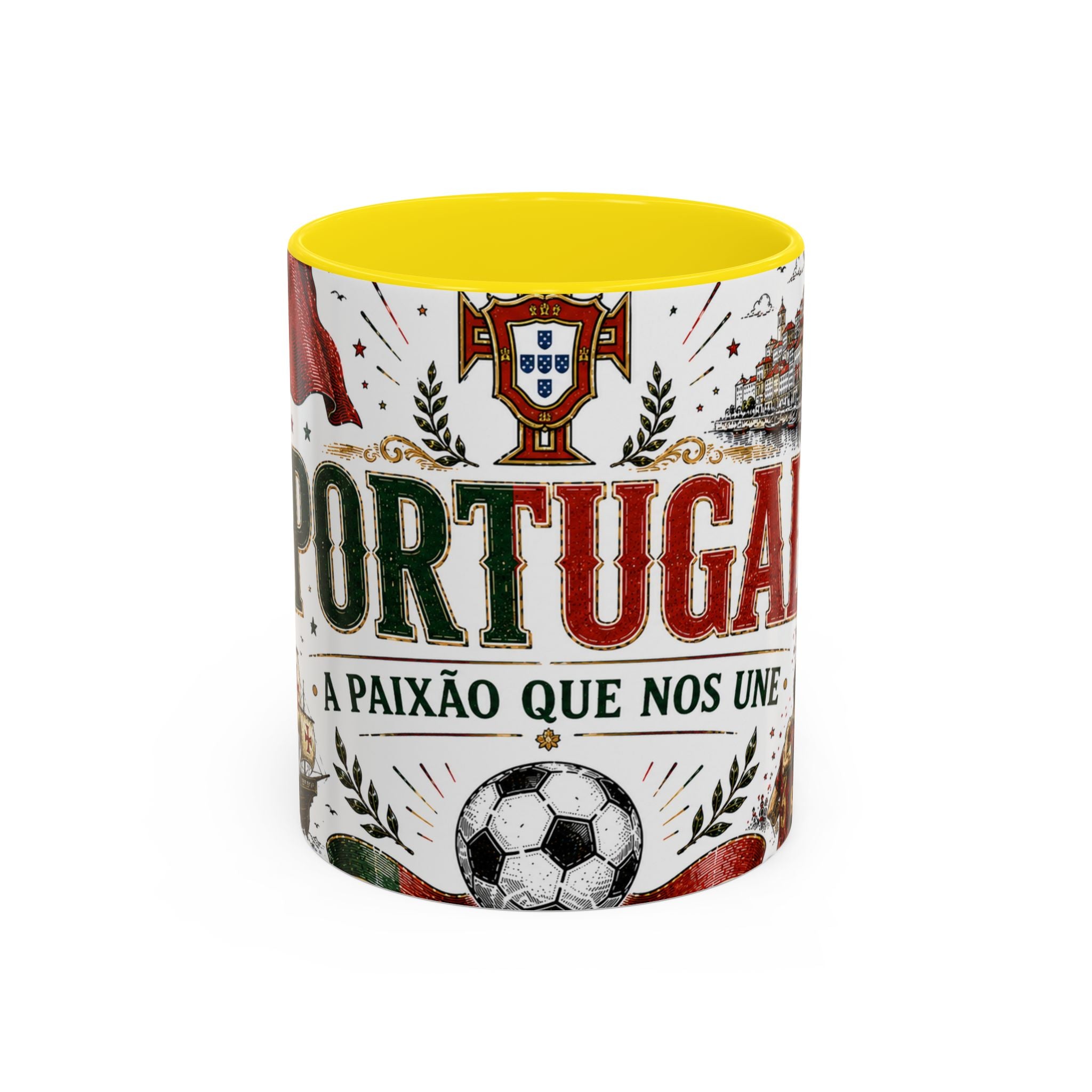 Portugal Soccer Coffee Mug | World Cup Fan Gift | Accent Color Ceramic 11oz 15oz Match Day Cup