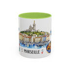 Marseille Illustrated Travel Mug | City Souvenir Accent Coffee Mug | 11oz 15oz Ceramic Cup