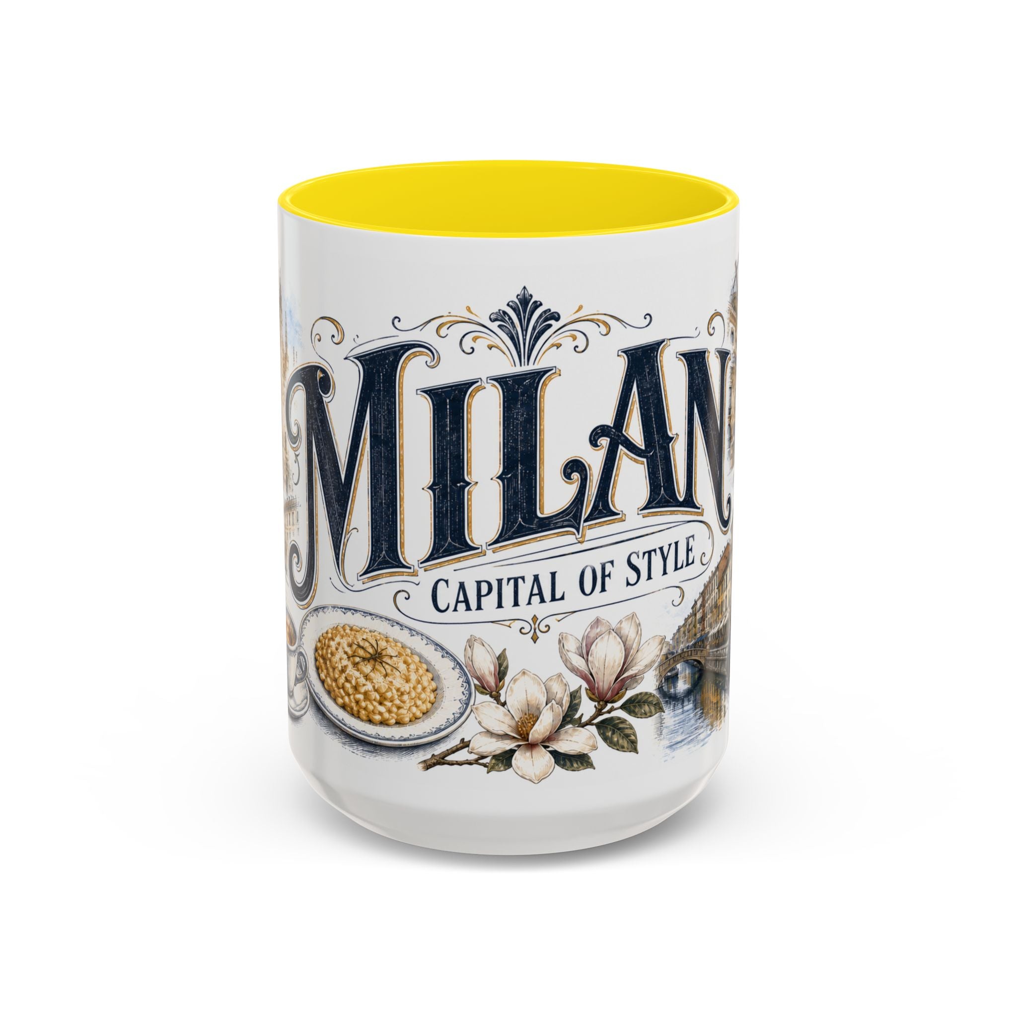 Milan Coffee Mug | Italy Travel Souvenir | Vintage Illustrated City Gift | 11 oz 15 oz Accent Mug