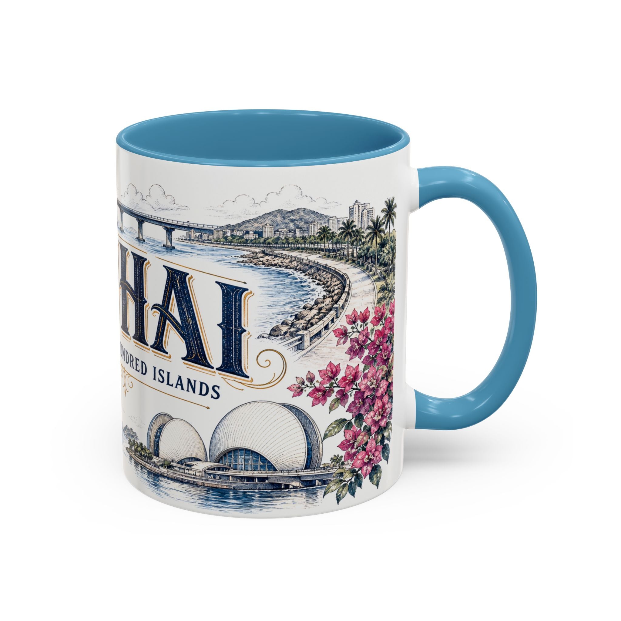 Zhuhai Coffee Mug | China Travel Souvenir | Vintage Illustrated City Gift | 11 oz 15 oz Accent Mug
