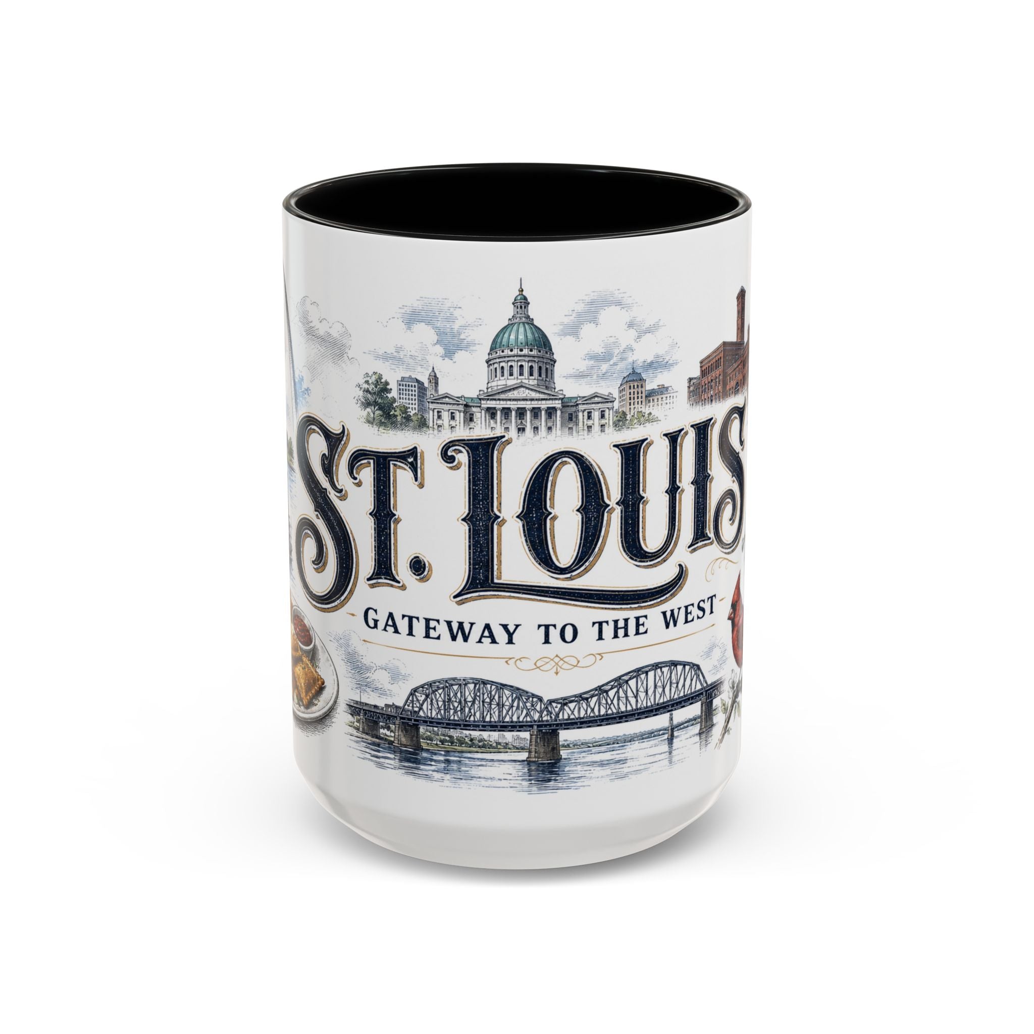 St Louis Coffee Mug | United States Travel Souvenir | Vintage Illustrated City Gift | 11 oz 15 oz Accent Mug