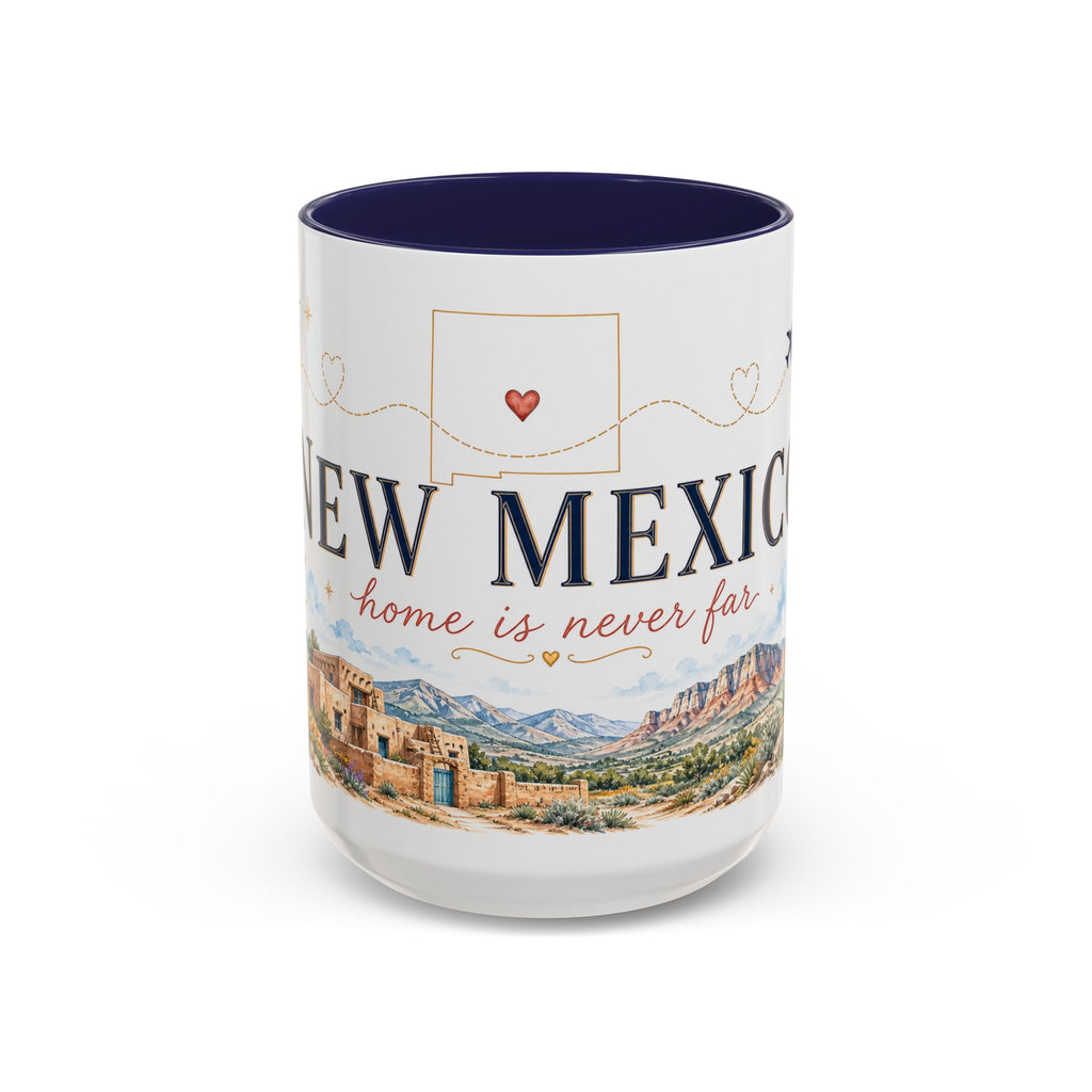 New Mexico State Map Mug | Desert Scenery, Yucca Flower Accent Coffee Cup