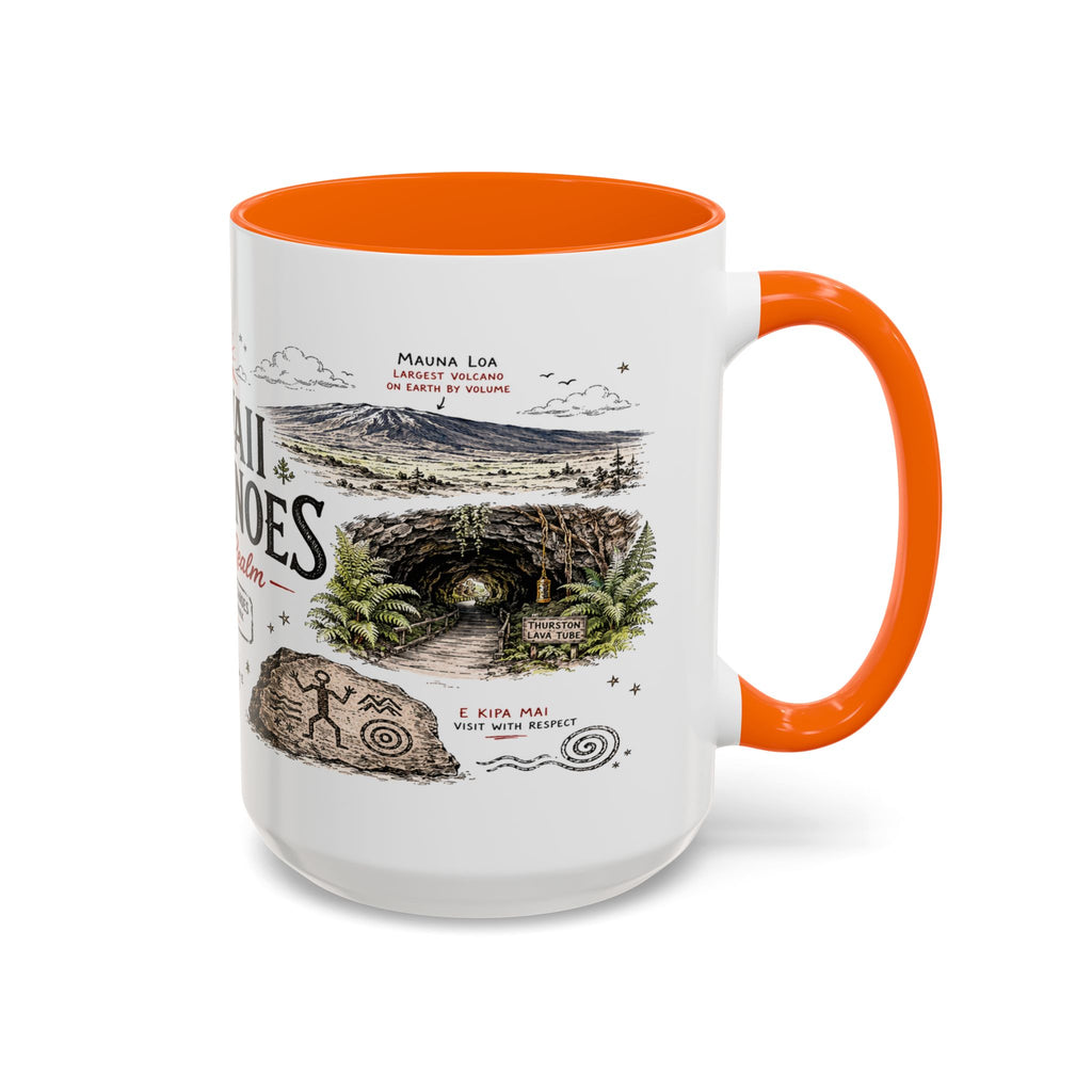 Hawaii Volcanoes National Park Coffee Mug | Hawaii Big Island Lava Volcano Gift | Accent Color Ceramic 11oz 15oz