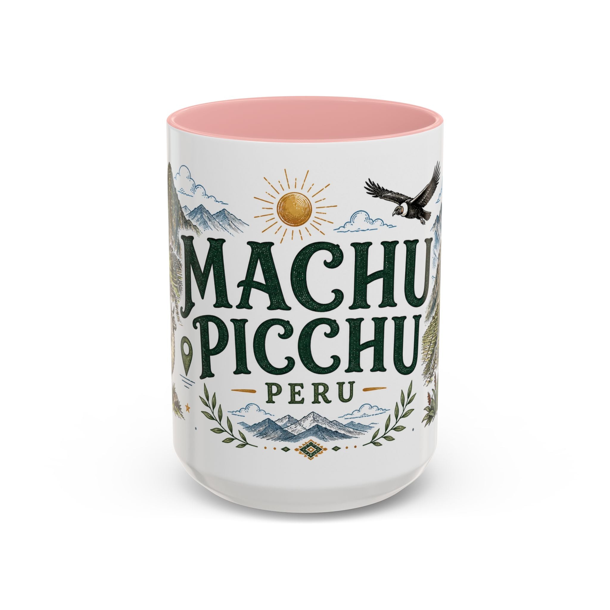 Machu Picchu Coffee Mug | Travel Destination Souvenir Gift | Accent Color Ceramic 11oz 15oz