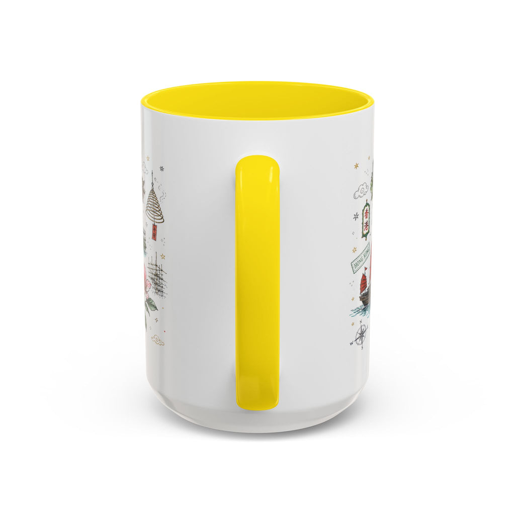 Hong Kong Coffee Mug | Asia Souvenir Travel Gift | Accent Color Ceramic 11oz 15oz