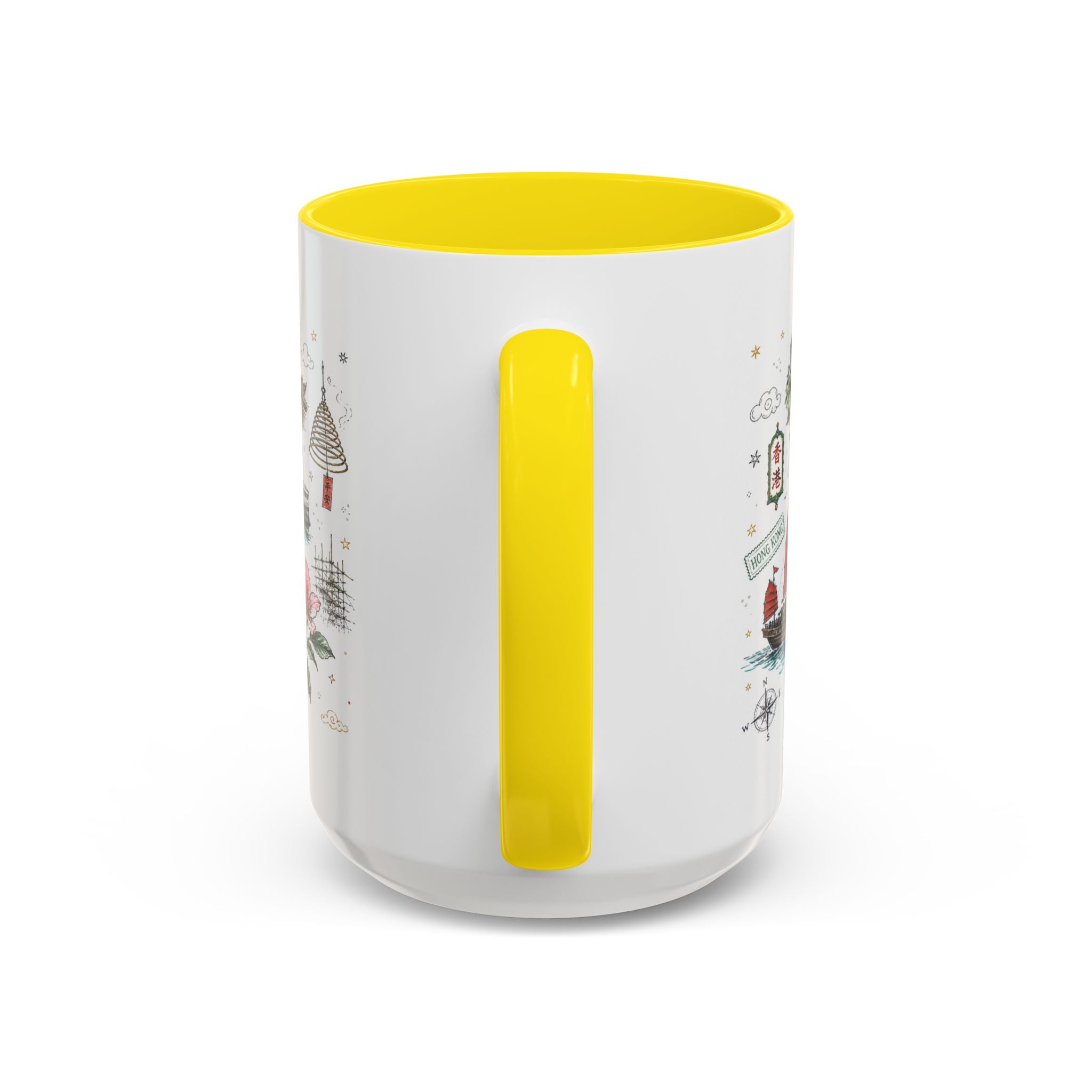 Hong Kong Coffee Mug | Asia Souvenir Travel Gift | Accent Color Ceramic 11oz 15oz