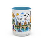 Austin Illustrated Travel Mug | City Souvenir Accent Coffee Mug | 11oz 15oz Ceramic Cup